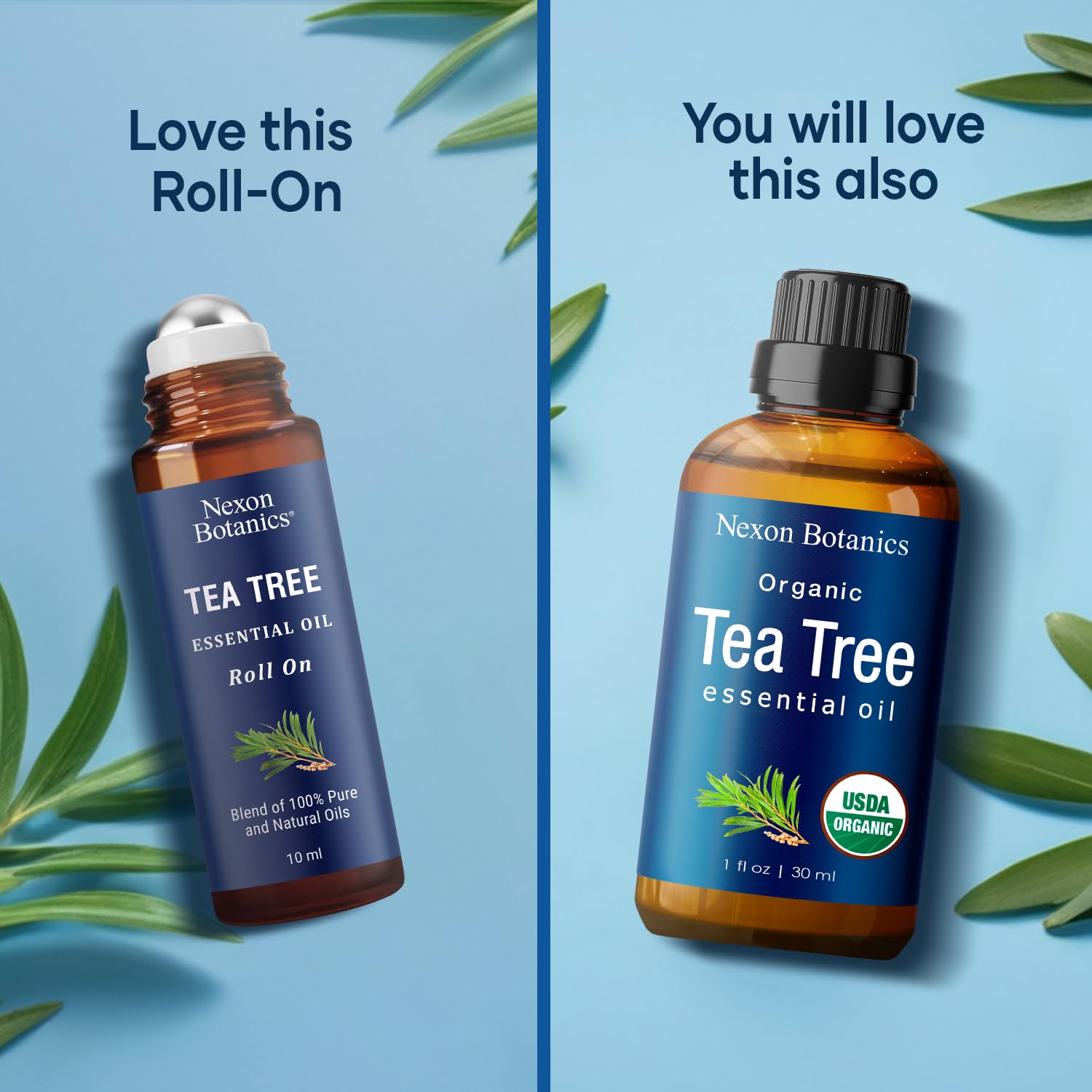 Tea Tree Oil Roll-On 10 ml – 100% Pure, Pre-Diluted Essential Oil | Nexon Botanics