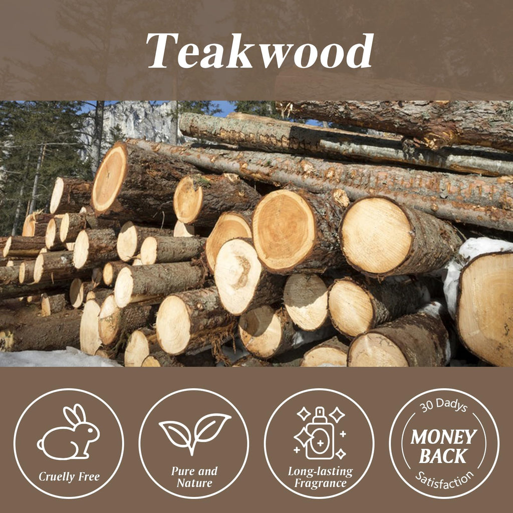 Teakwood Fragrance Oil 100ml | Aromatherapy Essential Oil for Diffusers, Massage, Soap & Candles