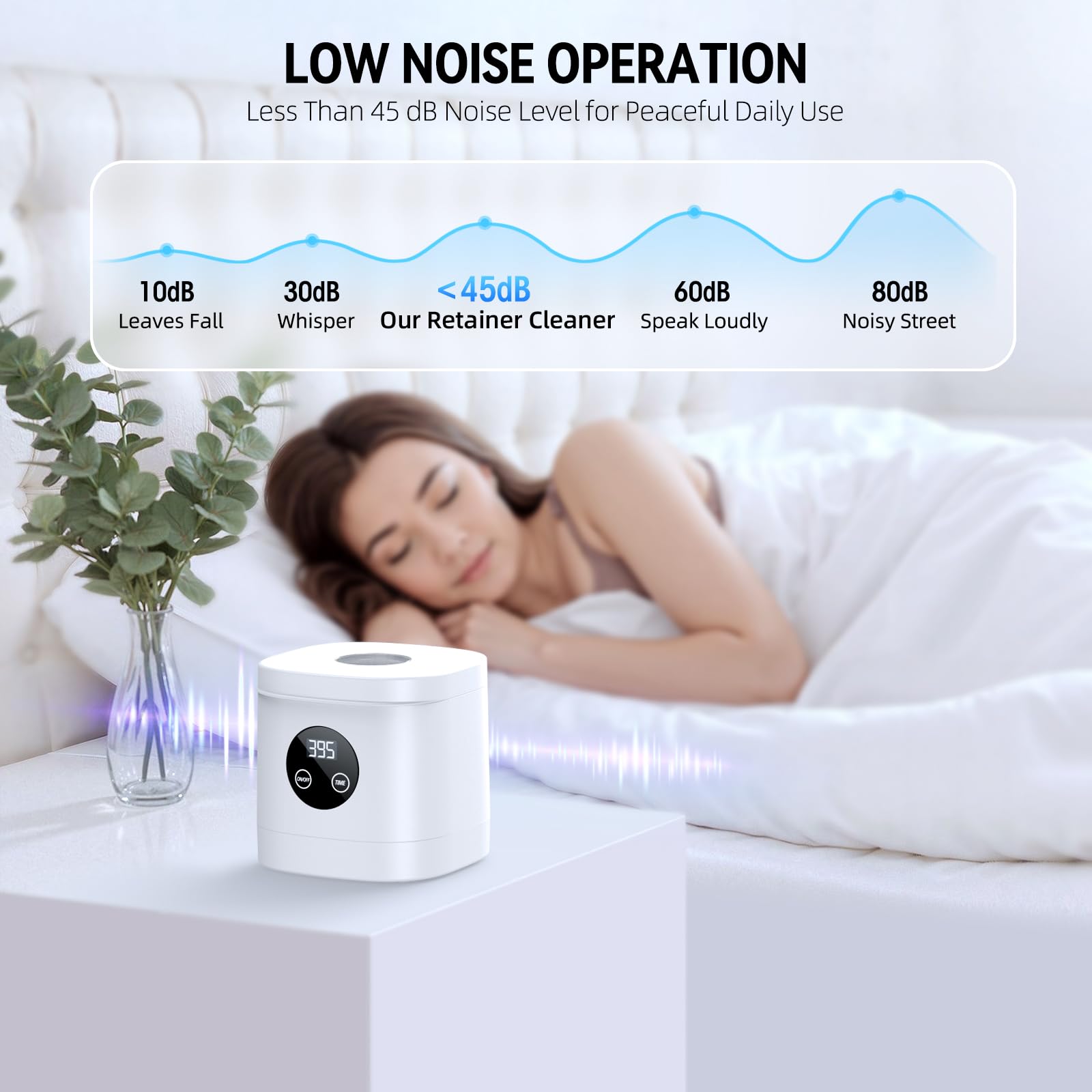 TEBAL Ultrasonic Retainer Cleaner Machine – 52kHz, 250ml, White