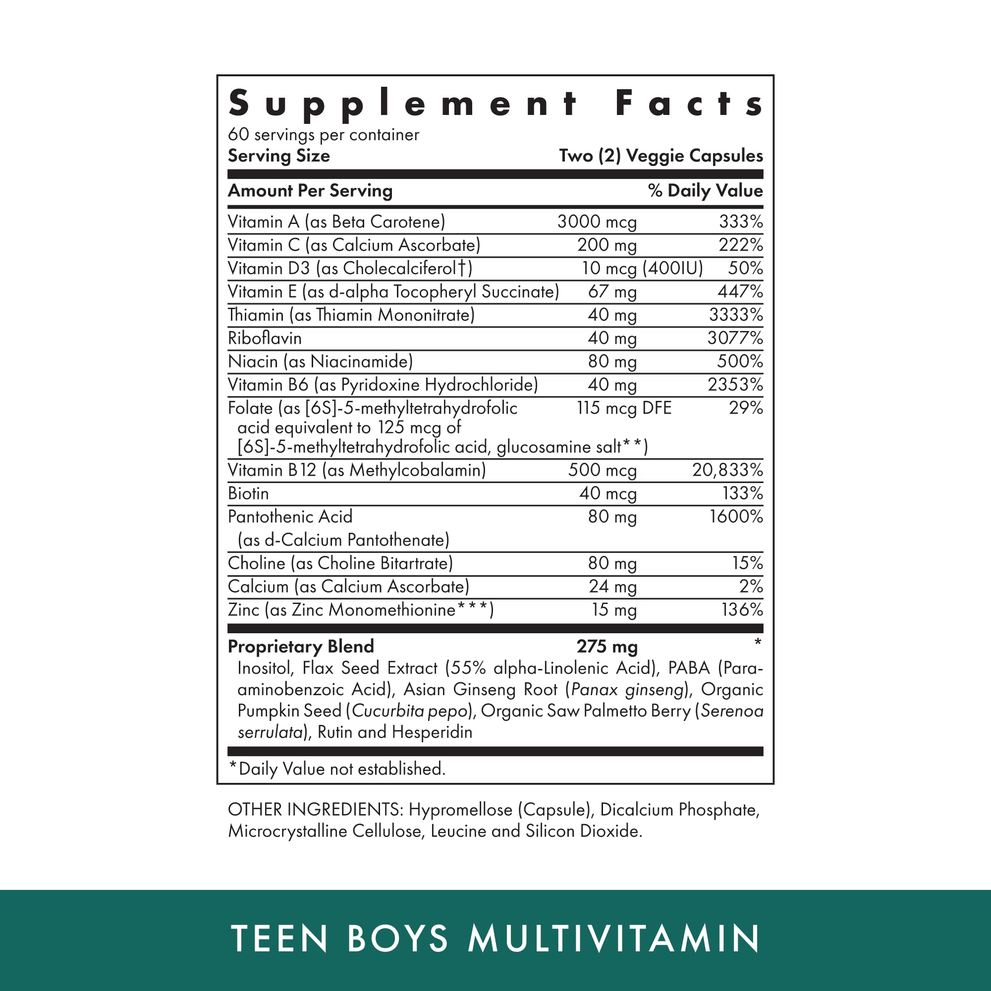 Teen Boys Daily Multivitamin – Michael's Health Naturopathic, 120 Vegetarian Capsules, Kosher