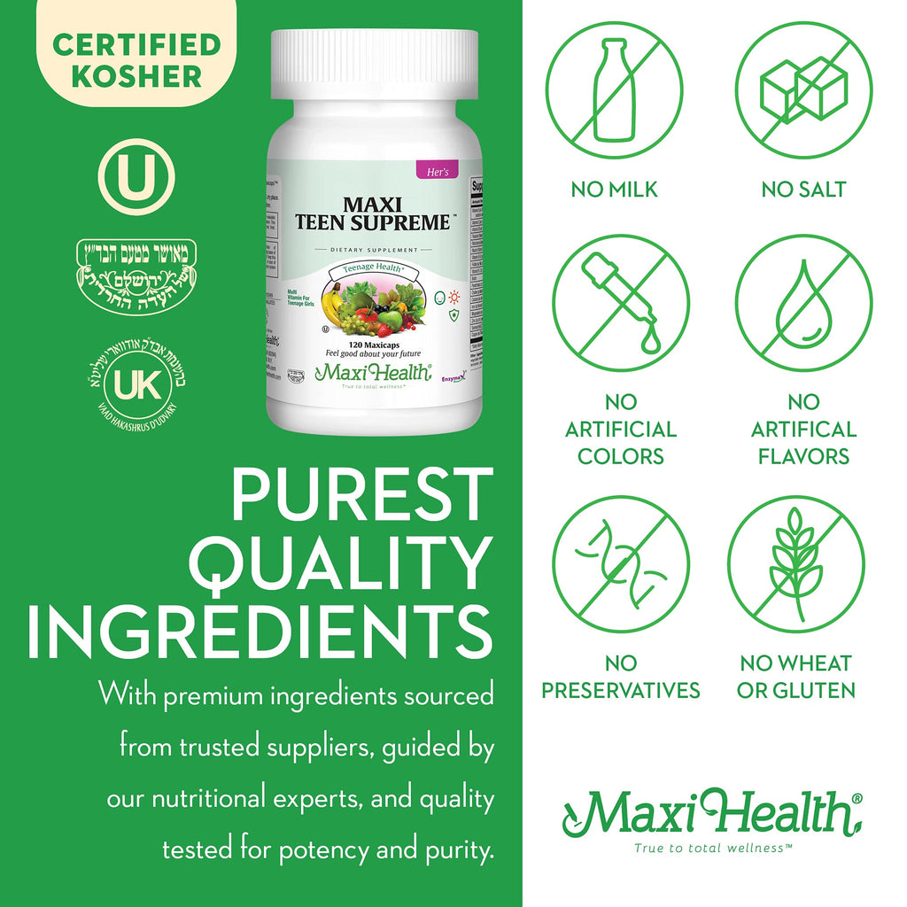 Teen Vitamins for Girls 12-17 | Multivitamin with D3, Iron, Calcium, Biotin & Zinc