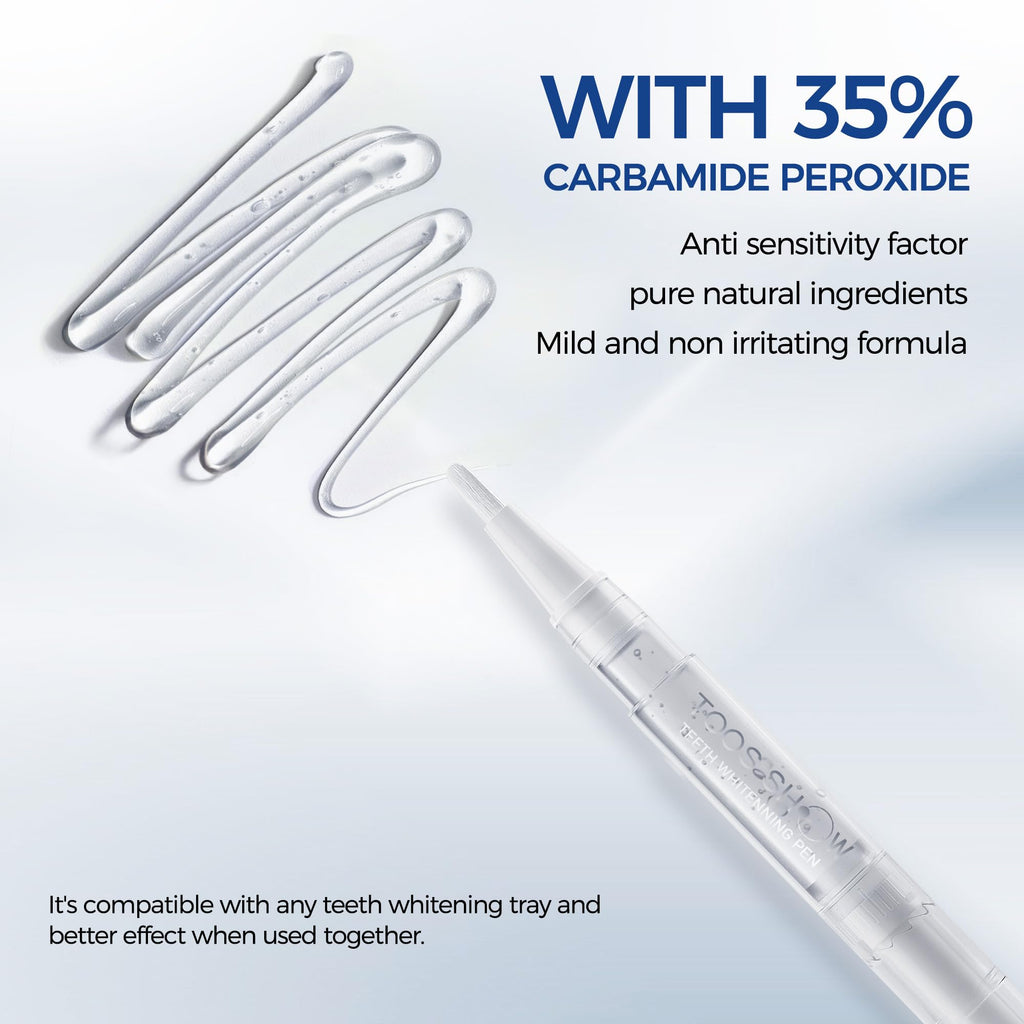5 x Teeth Whitening Pen Gel (4+1 Desensitizing Gel) – Travel-Friendly Carbamide Peroxide Kit