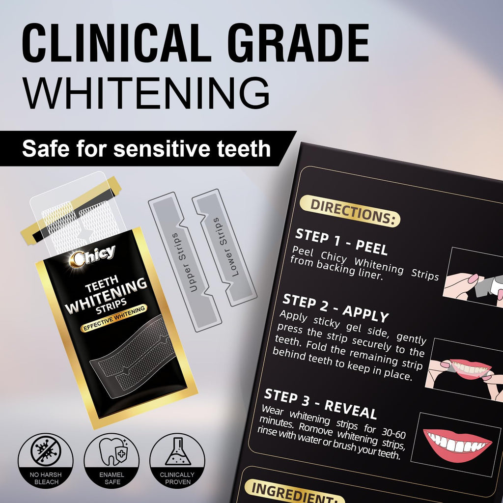 Teeth Whitening Strips – 14 Treatments, Pack of 28, Non-Slip, Removes Coffee & Smoking Stains