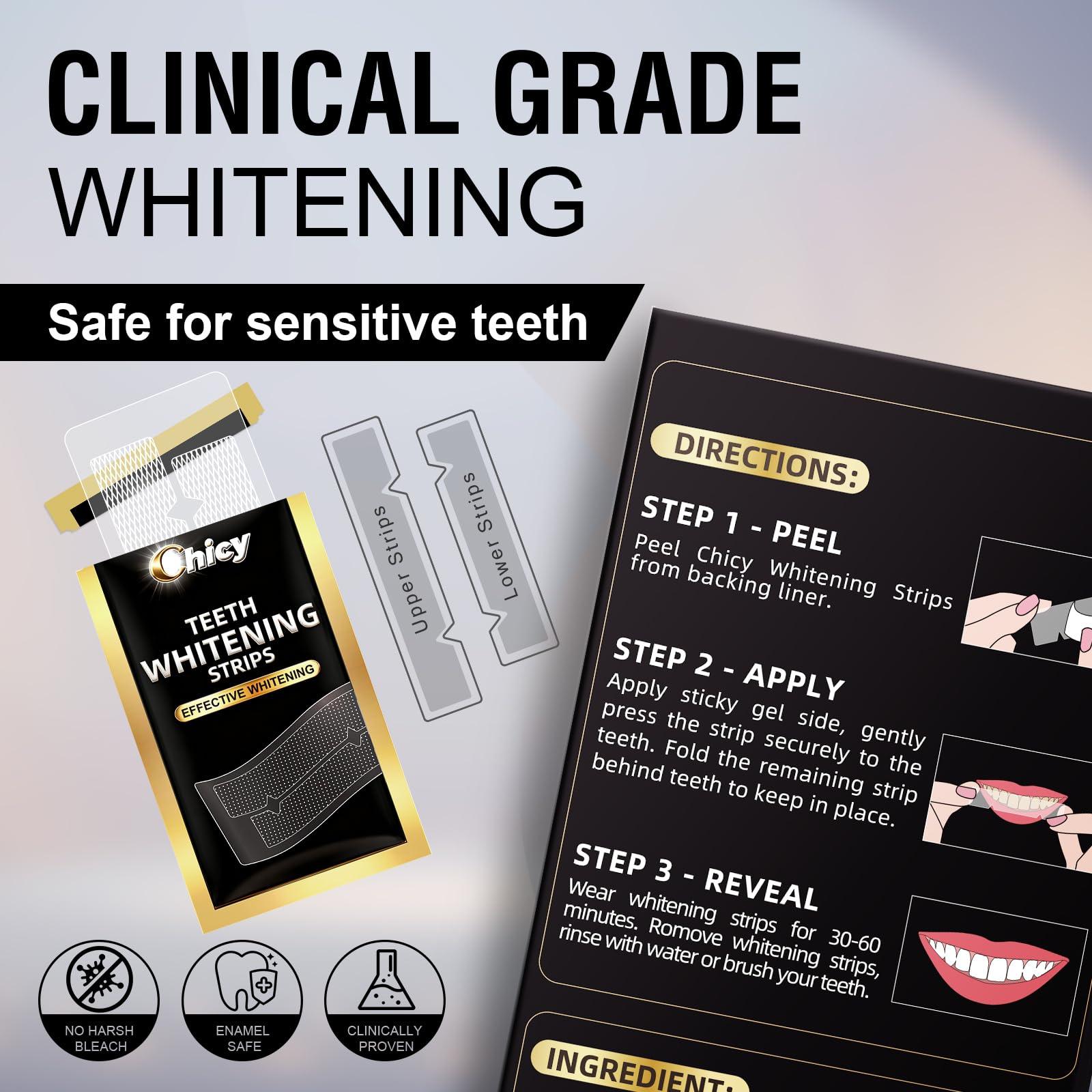 Teeth Whitening Strips – 14 Treatments, Pack of 28, Non-Slip, Removes Coffee & Smoking Stains