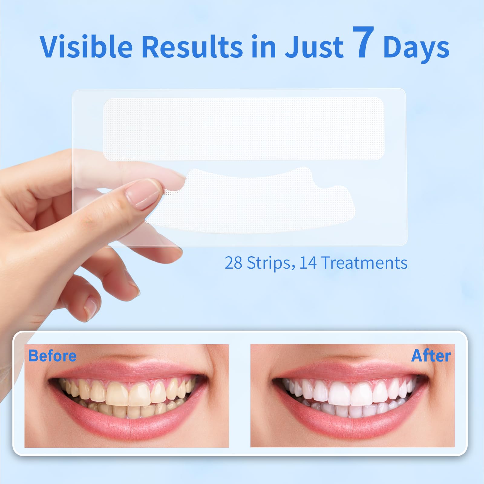 Teeth Whitening Strips with Coconut Oil Flavor – 28 Peroxide-Free Strips