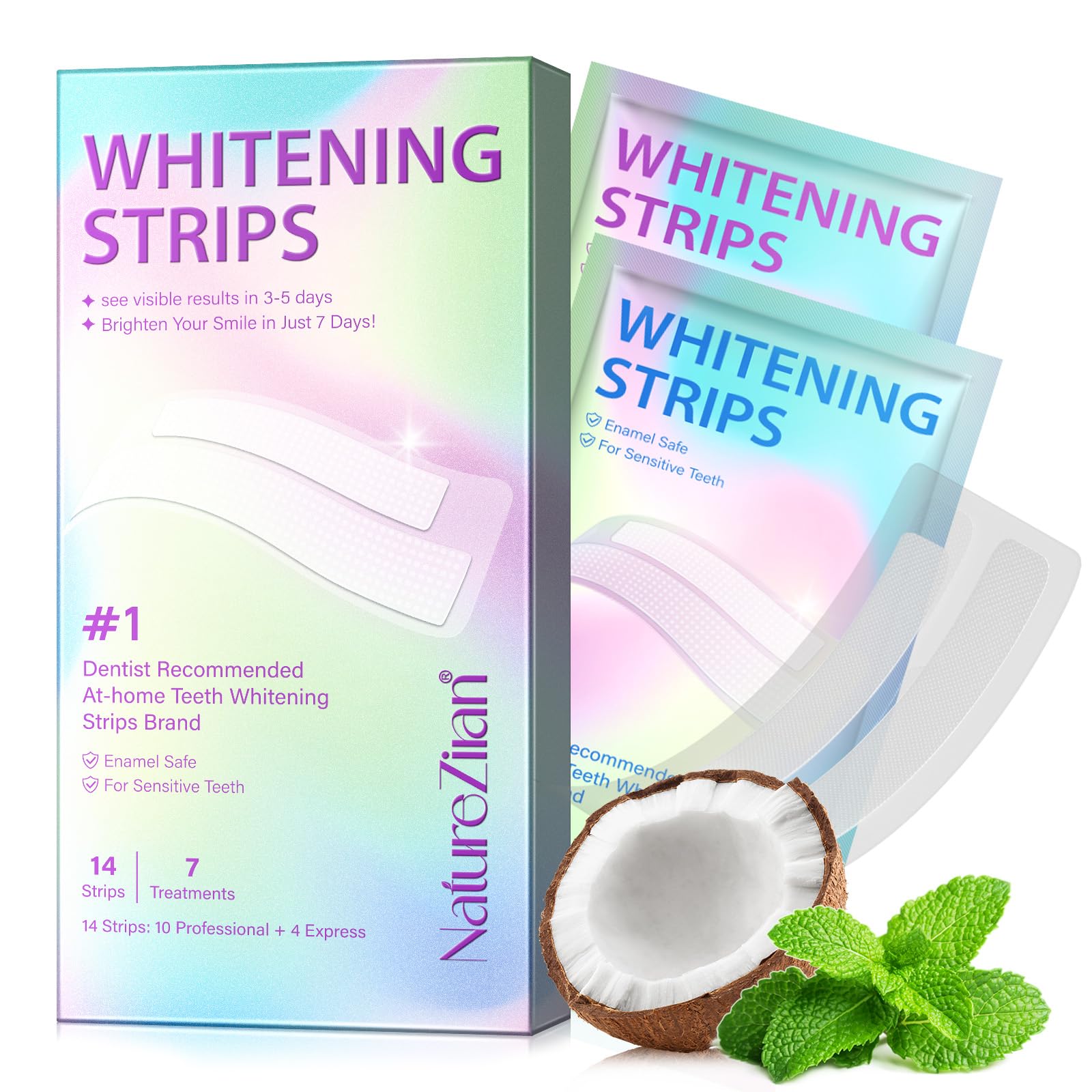 Teeth Whitening Strips - 7-Day Kit, Sensitive Teeth Safe, Enamel Safe (14pcs)