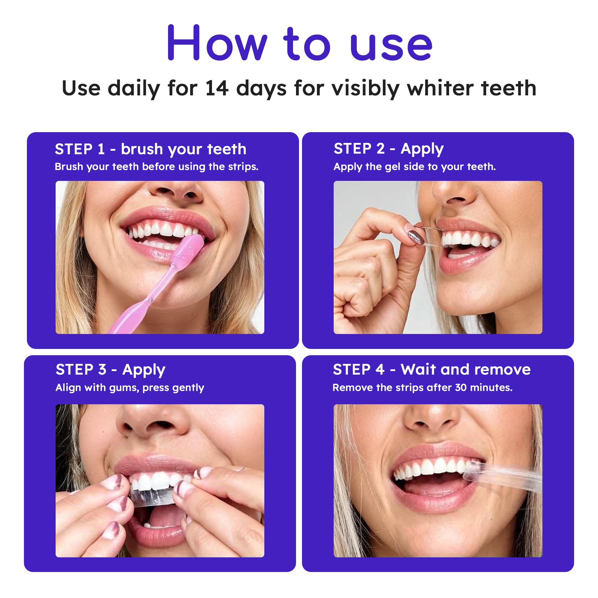 Teeth Whitening Strips for Sensitive Teeth – 14-Day Full Treatment Kit | Fast-Acting