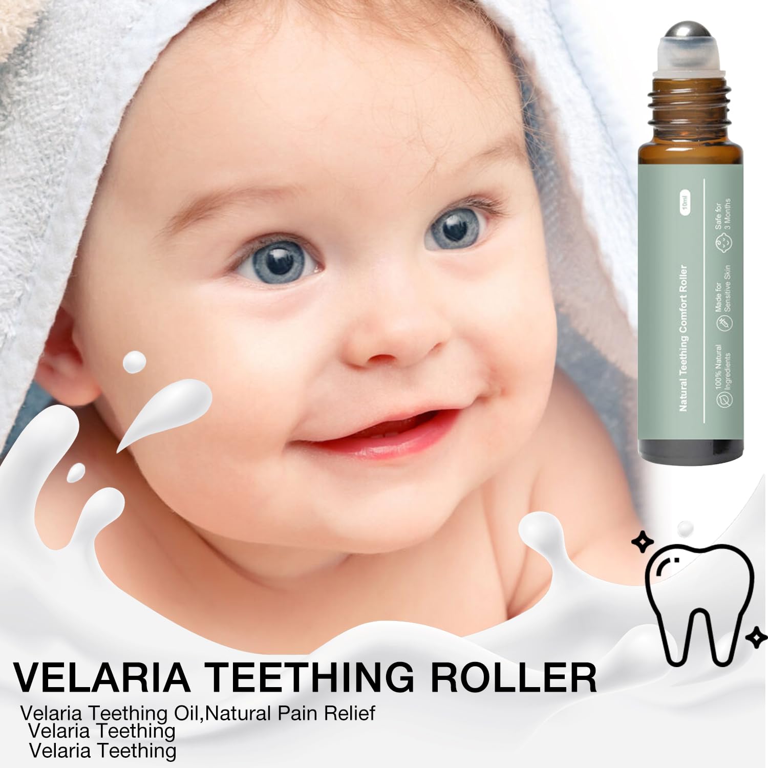 3Pcs Teething Roller, Mamas Teether: Baby Teething Oil Roller, Natural Gentle Teething Relief Roller, Teething Roller All Natural for Babies
