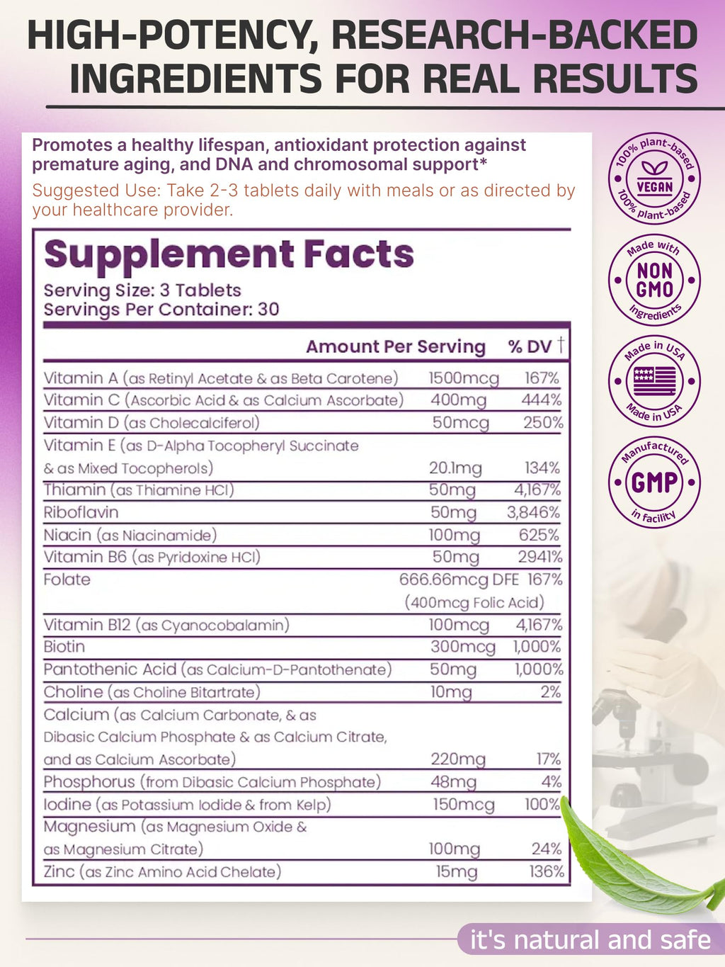 Telovite Daily Multivitamin for Men & Women – Telomere & Cellular Health