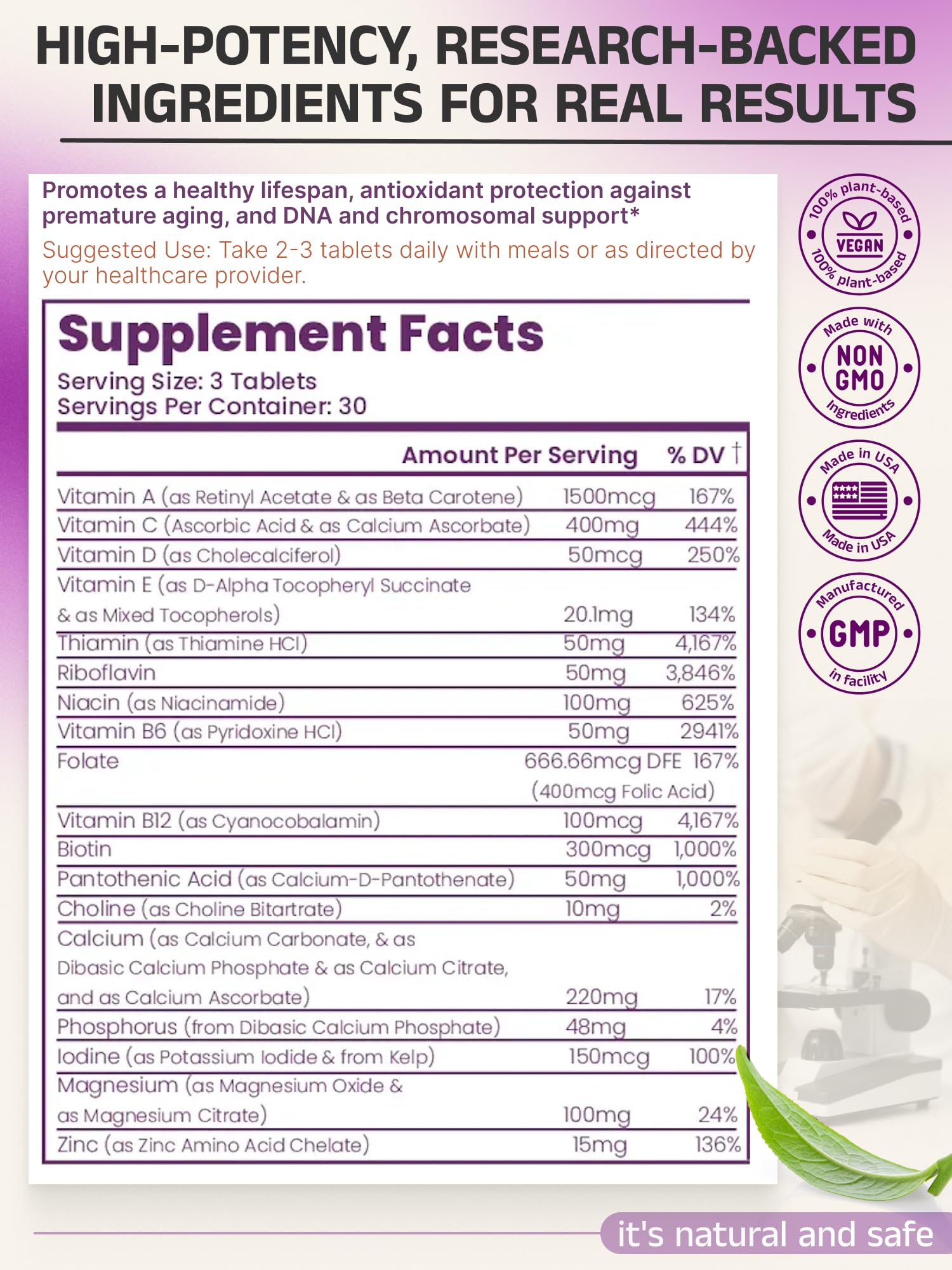 Telovite Daily Multivitamin for Men & Women – Telomere & Cellular Health