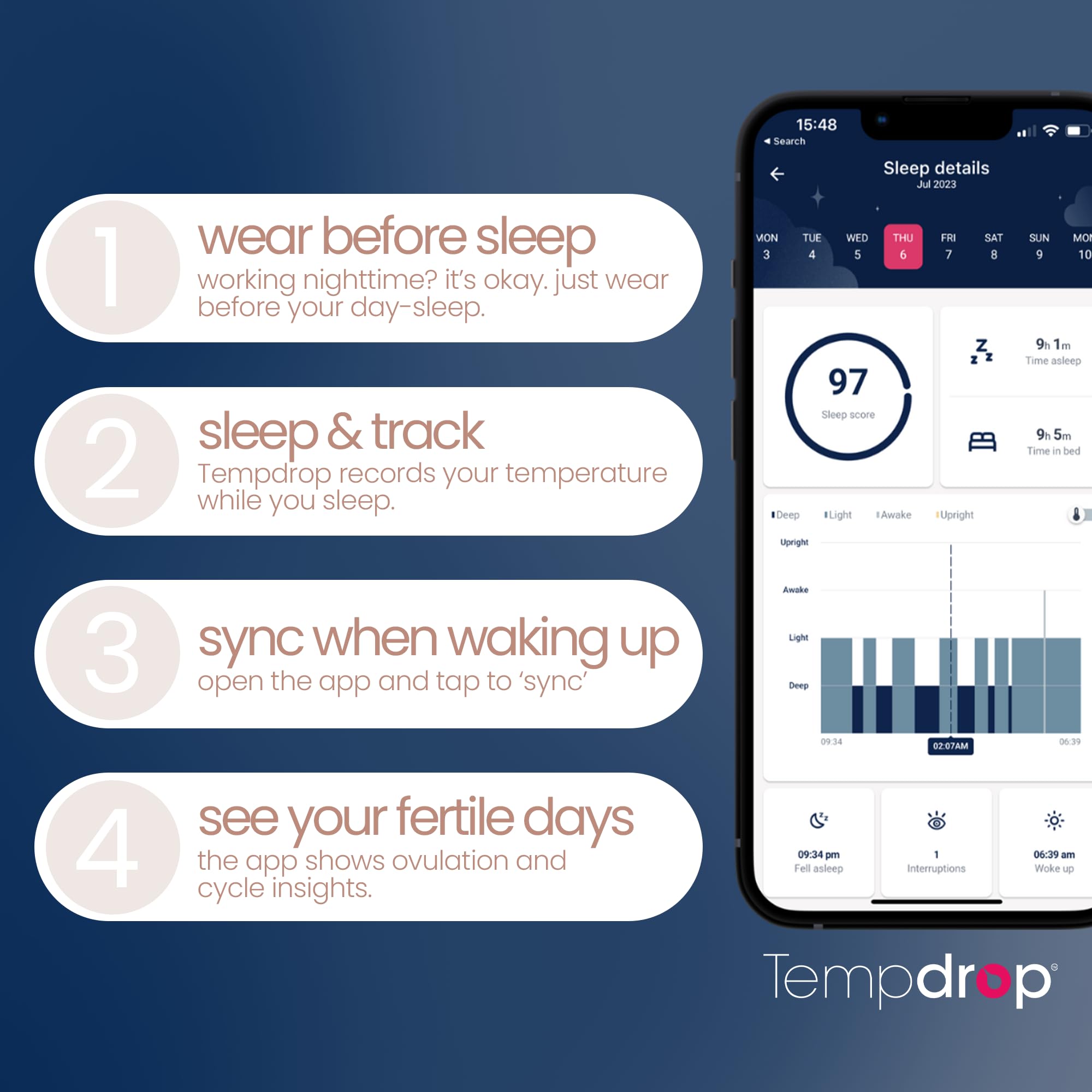 Tempdrop Wearable Ovulation Tracker — Sleep-Based BBT Monitor & Fertility App | TEMPDROP