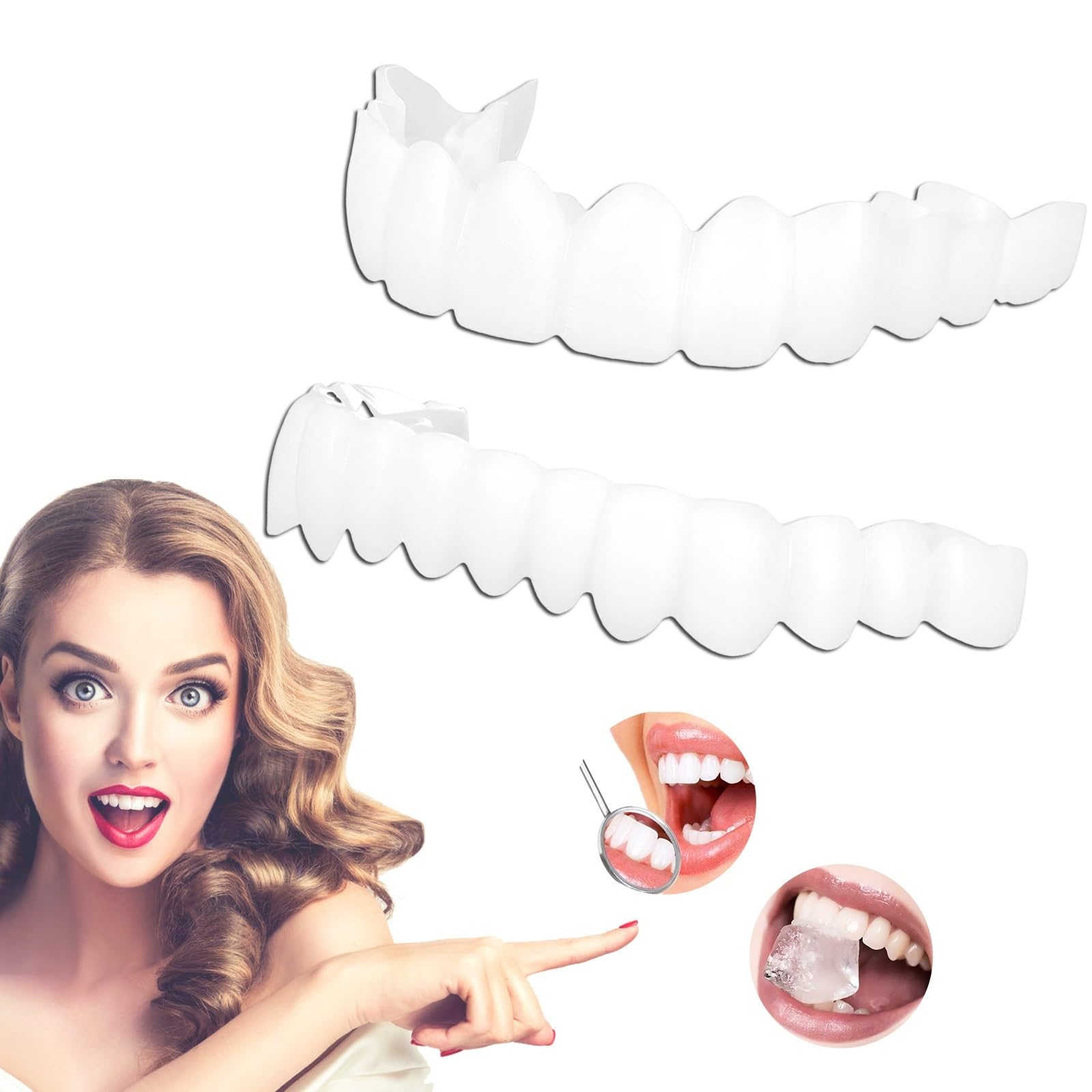 2 Pairs Temporary Cosmetic Smile - Natural, Comfortable White