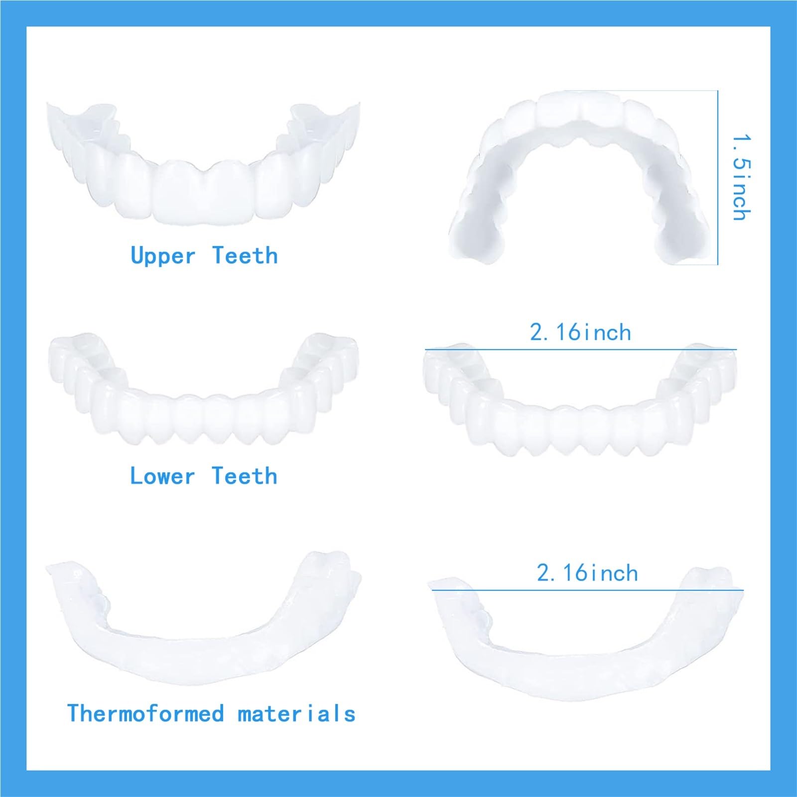 2 Pairs Temporary Cosmetic Smile - Natural, Comfortable White