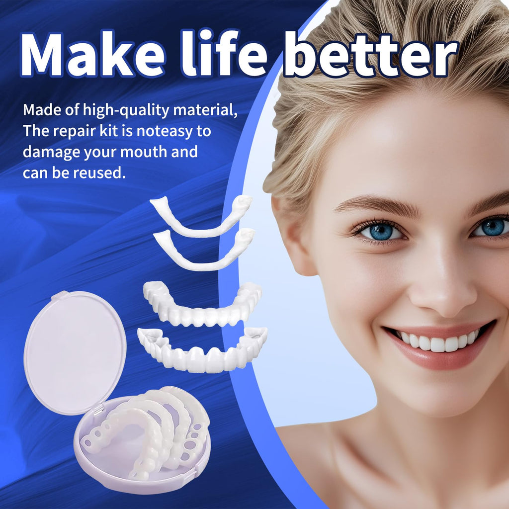 Temporary Veneers Kit for Women & Men - Natural Look & Comfortable Tooth Replacement (Unflavored)