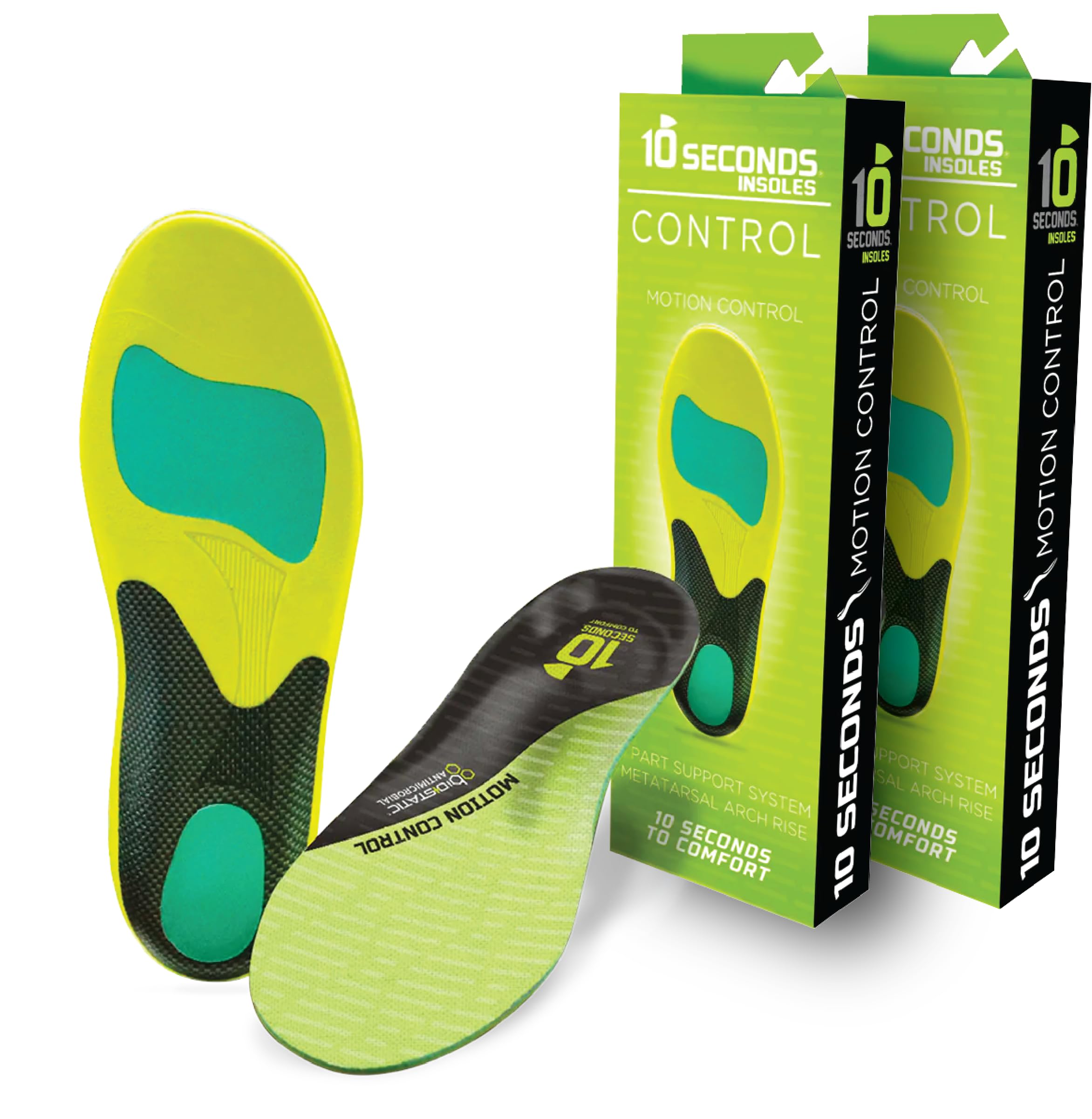 10 Seconds 3210 Motion Control Insoles – 2 Pack (Men 9, Women 11) Arch Support & Shock Attenuation