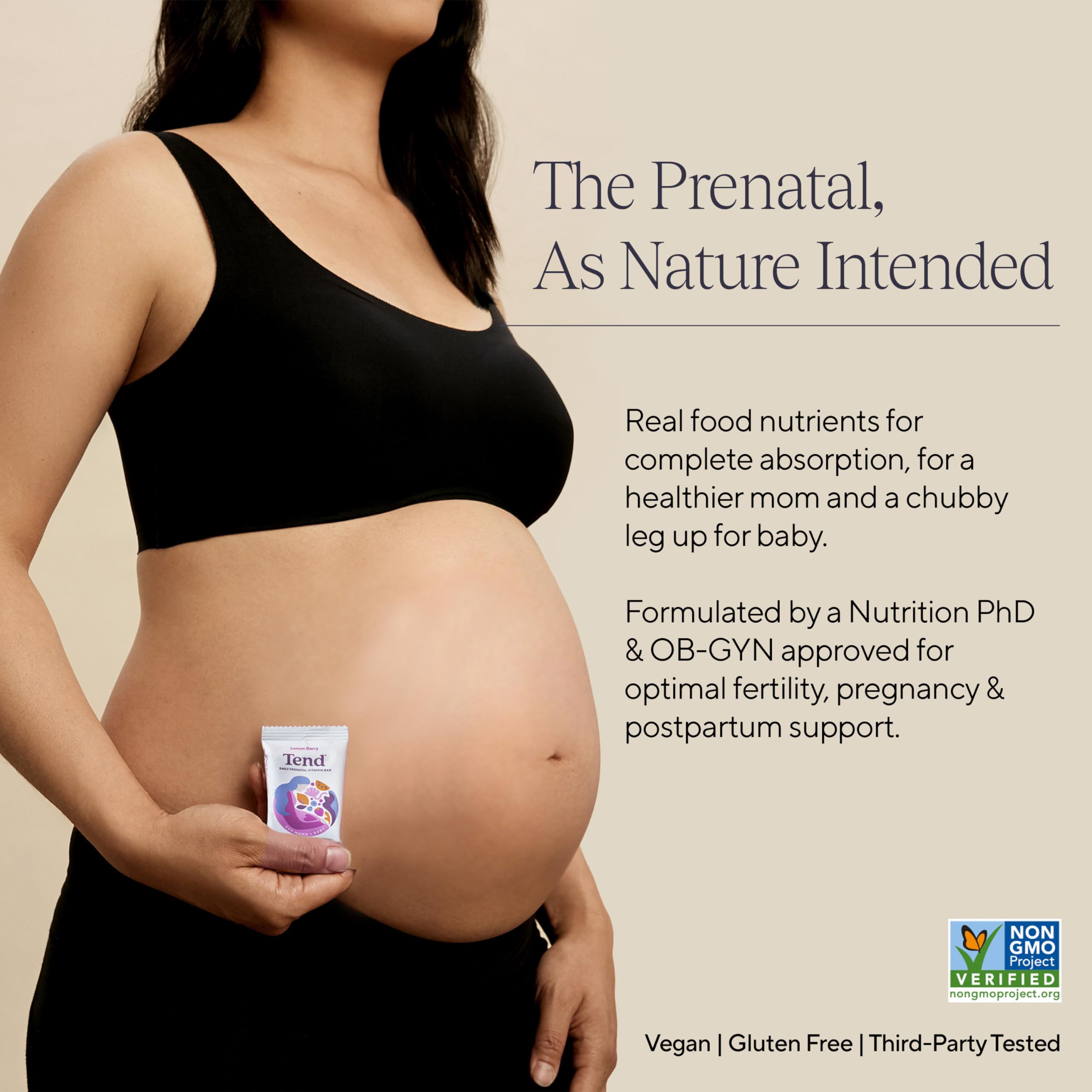 Tend Daily Prenatal Vitamin Bar – Organic DHA & Folate (Chocolate Sea Salt, 7ct)
