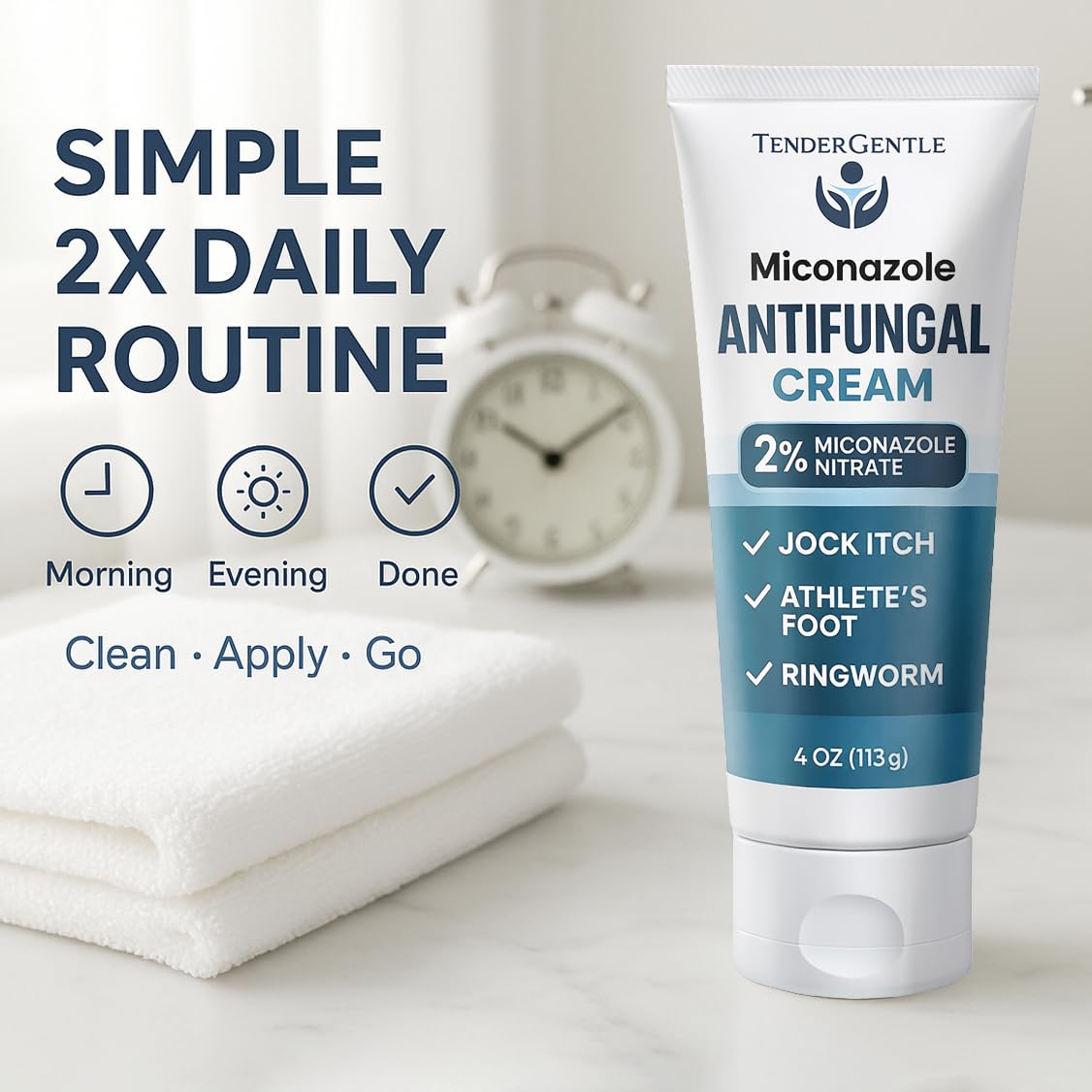 TenderGentle Miconazole Antifungal Cream for Skin – 4 oz Tube, Case of 24 | 2% Miconazole Nitrate