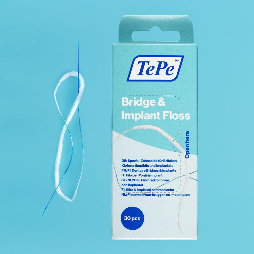 TePe Bridge & Implant Floss for Implants, Bridges & Braces – 30 Pieces