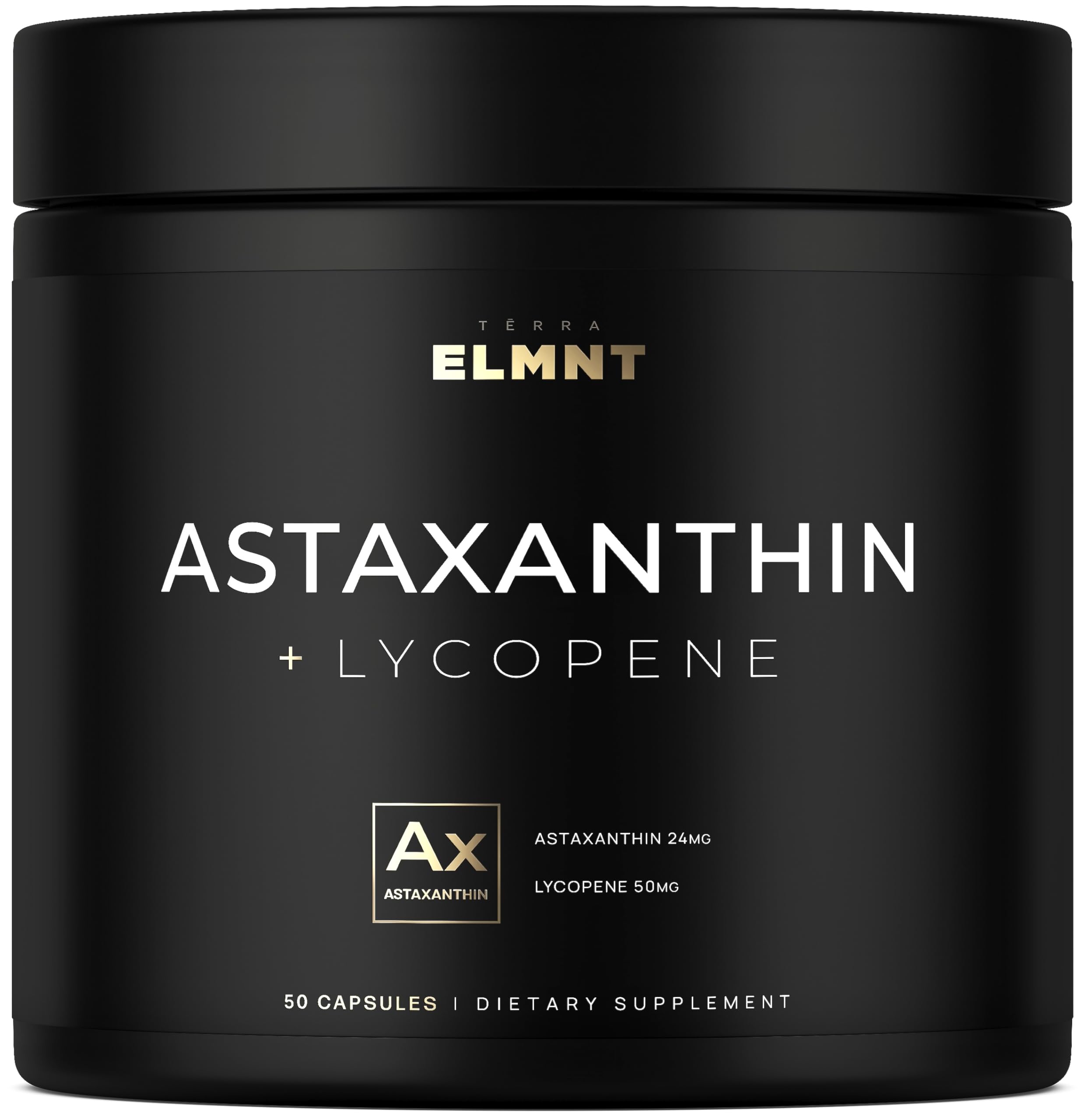 TERRA ELMNT Astaxanthin 24mg + Lycopene 50mg – Clinical Strength Carotenoids for Skin Health (100% Natural from MicroAlgae) – Astaxantina