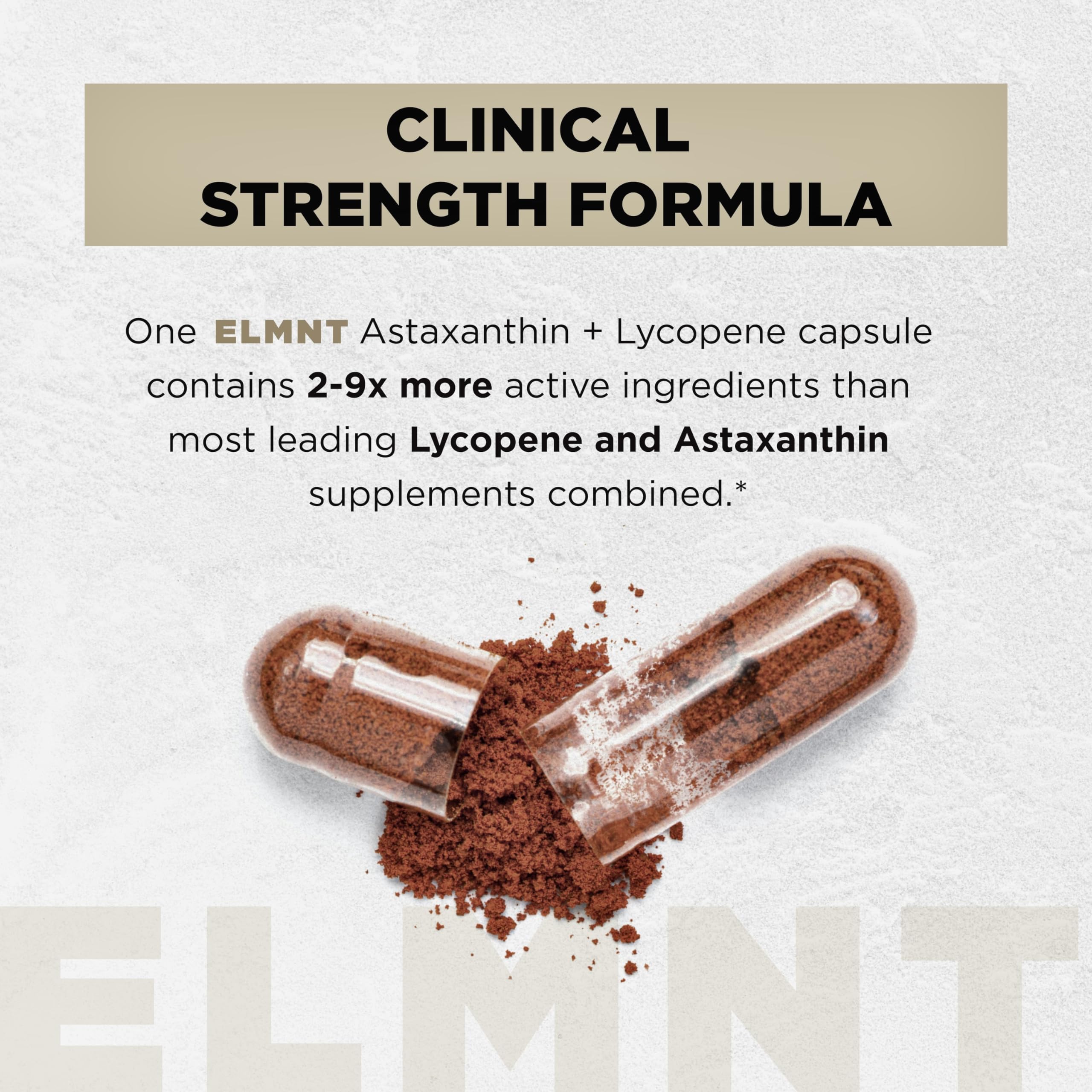 TERRA ELMNT Astaxanthin 24mg + Lycopene 50mg – Clinical Strength Carotenoids for Skin Health (100% Natural from MicroAlgae) – Astaxantina