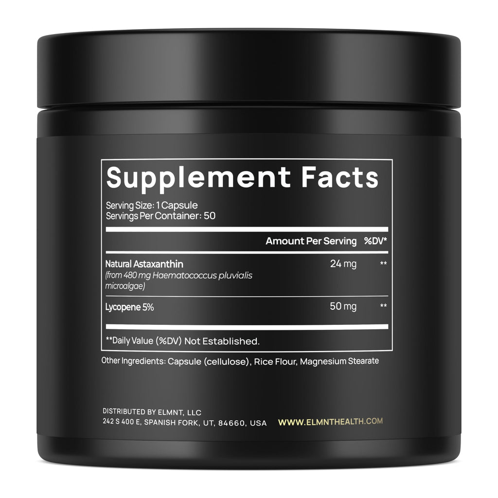 TERRA ELMNT Astaxanthin 24mg + Lycopene 50mg – Clinical Strength Carotenoids for Skin Health (100% Natural from MicroAlgae) – Astaxantina