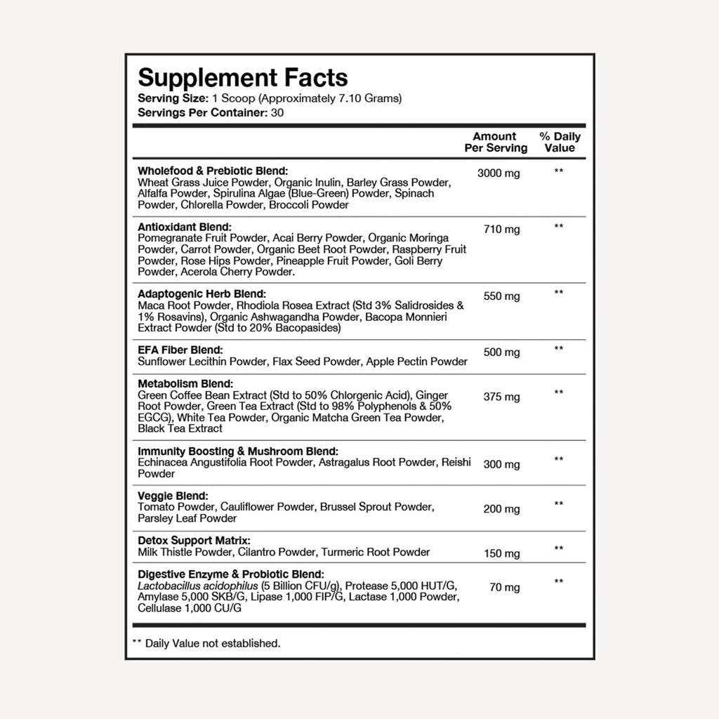 Terra Health Essentials Super Greens | Organic Greens Powder with Probiotics | 30 Servings