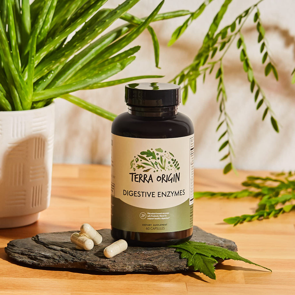 TERRA ORIGIN Digestive Enzymes with Probiotics & Prebiotics | 60 Caps