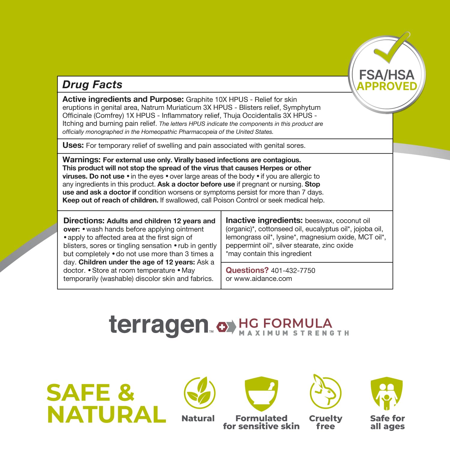 Terragen HG MAX Genital Sores Cream by Terrasil — Fast, Natural Relief (14g)