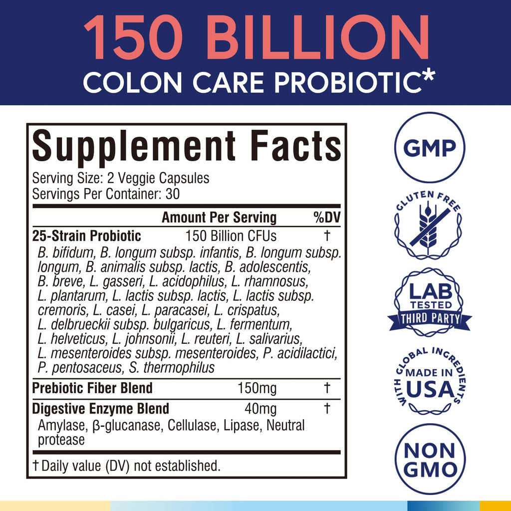 Terranics Daily Probiotics for Men & Women | 150B CFU, 25 Strains, Colon Care