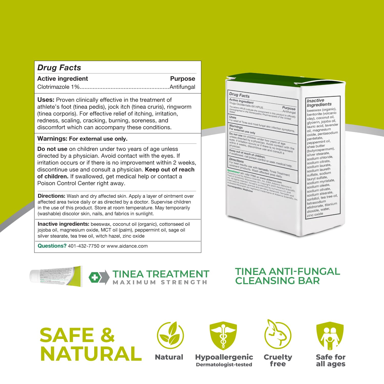 Terrasil Tinea Versicolor Treatment Cream + Soap Kit – Clotrimazole 1% Antifungal (1.7oz + 75g)