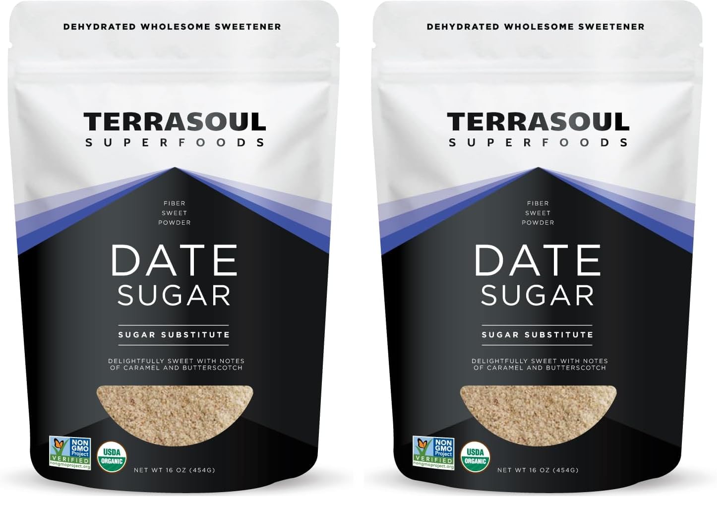 Terrasoul Organic Date Sugar 1 Lb - Low Glycemic, Unrefined | Pack of 2