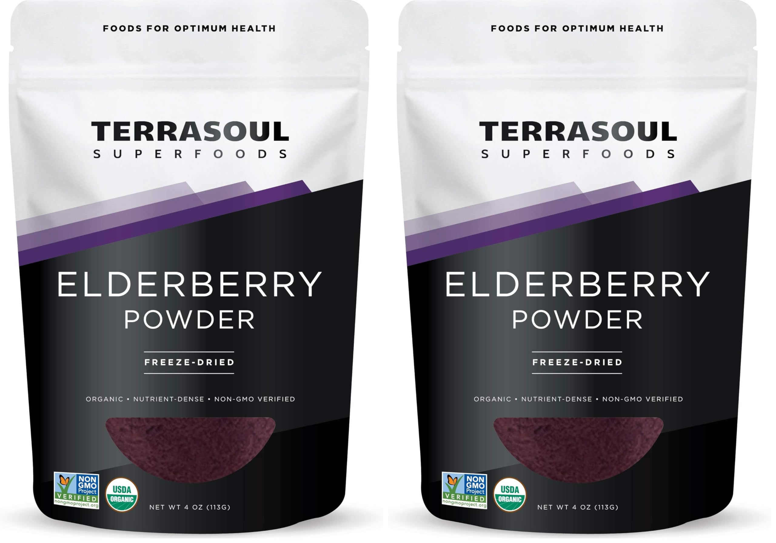 Terrasoul Organic Elderberry Powder - 4 oz Freeze-Dried (Pack of 2)