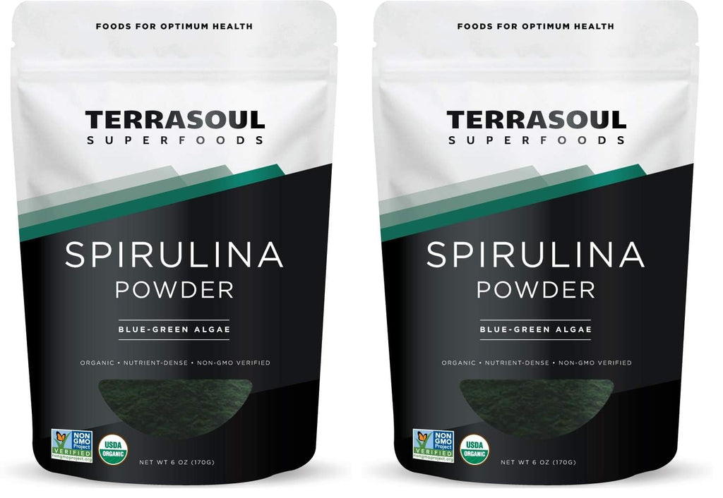 Terrasoul Organic Spirulina Powder – 6 oz (Pack of 2) | Vegan Protein & Green Superfood