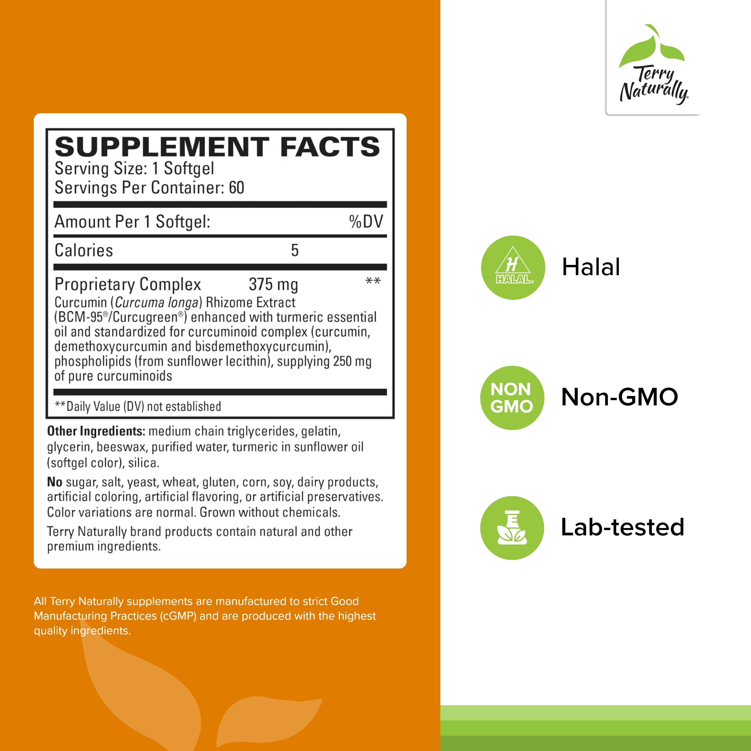 Terry Naturally CuraMed 375mg – Antioxidant Curcumin with Turmeric Oil | 60 Softgels (Pack of 3)