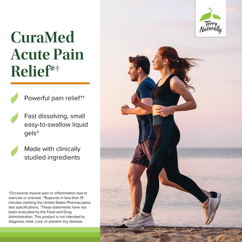 Terry Naturally CuraMed Acute Pain Relief – BCM-95 Curcumin & BOS-10 Boswellia + Black Sesame Seed Oil | 120 Liquid Gels