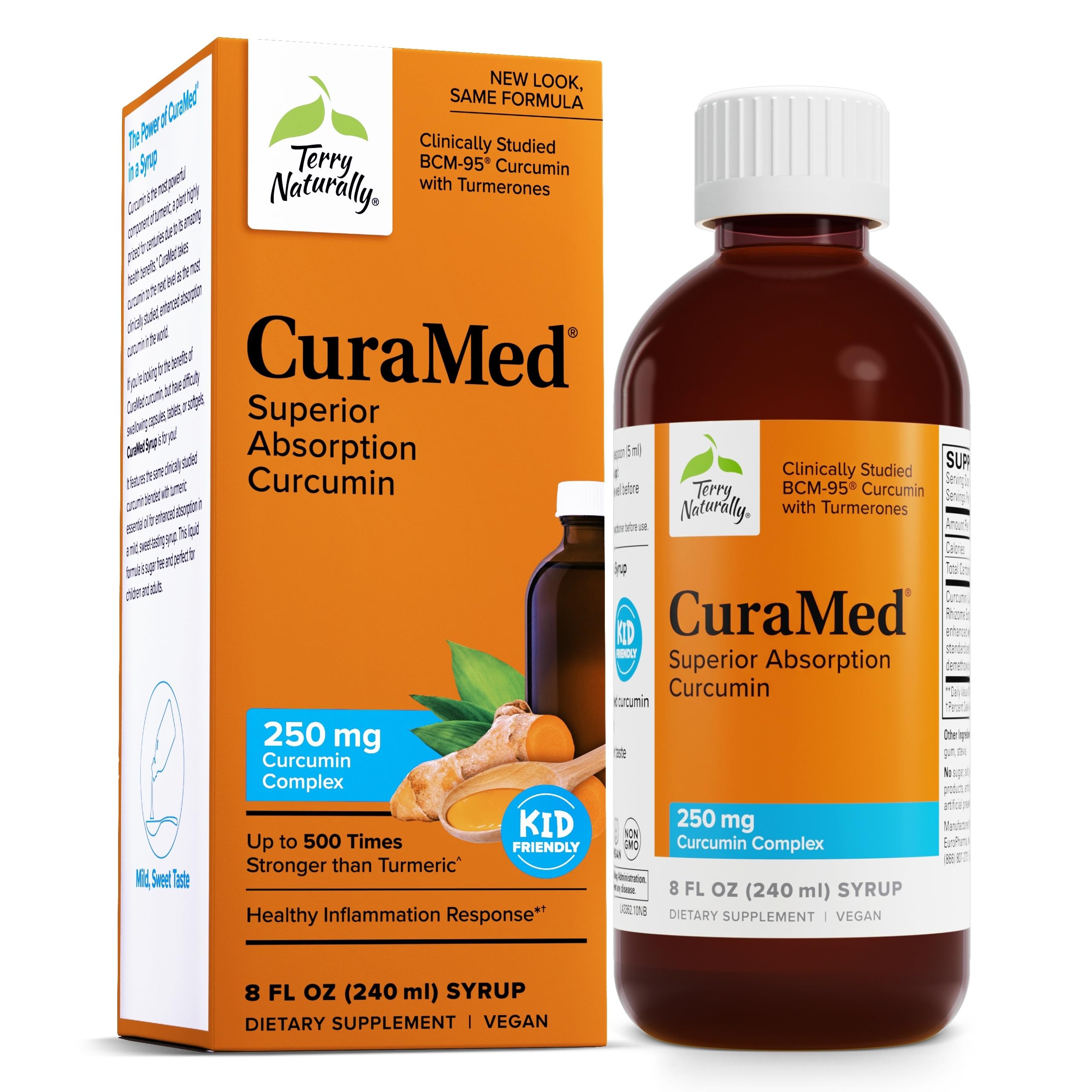 Terry Naturally CuraMed Syrup – Brain & Immune Support, Curcumin Absorption, Gluten-Free & Vegan, 8 oz