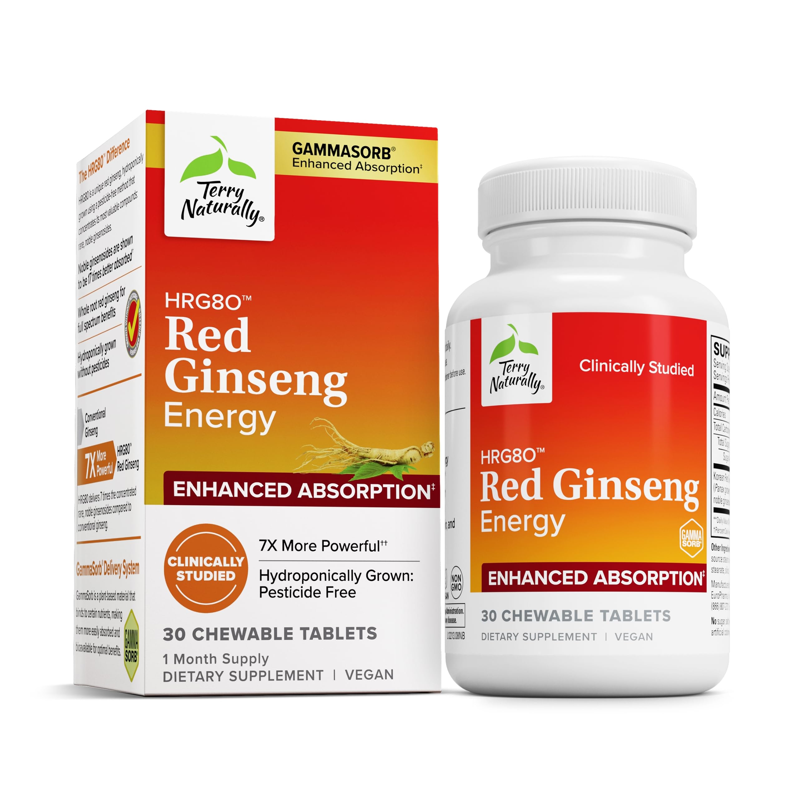 Terry Naturally HRG80 Red Ginseng Energy – Focus & Endurance | Vegan Tablets
