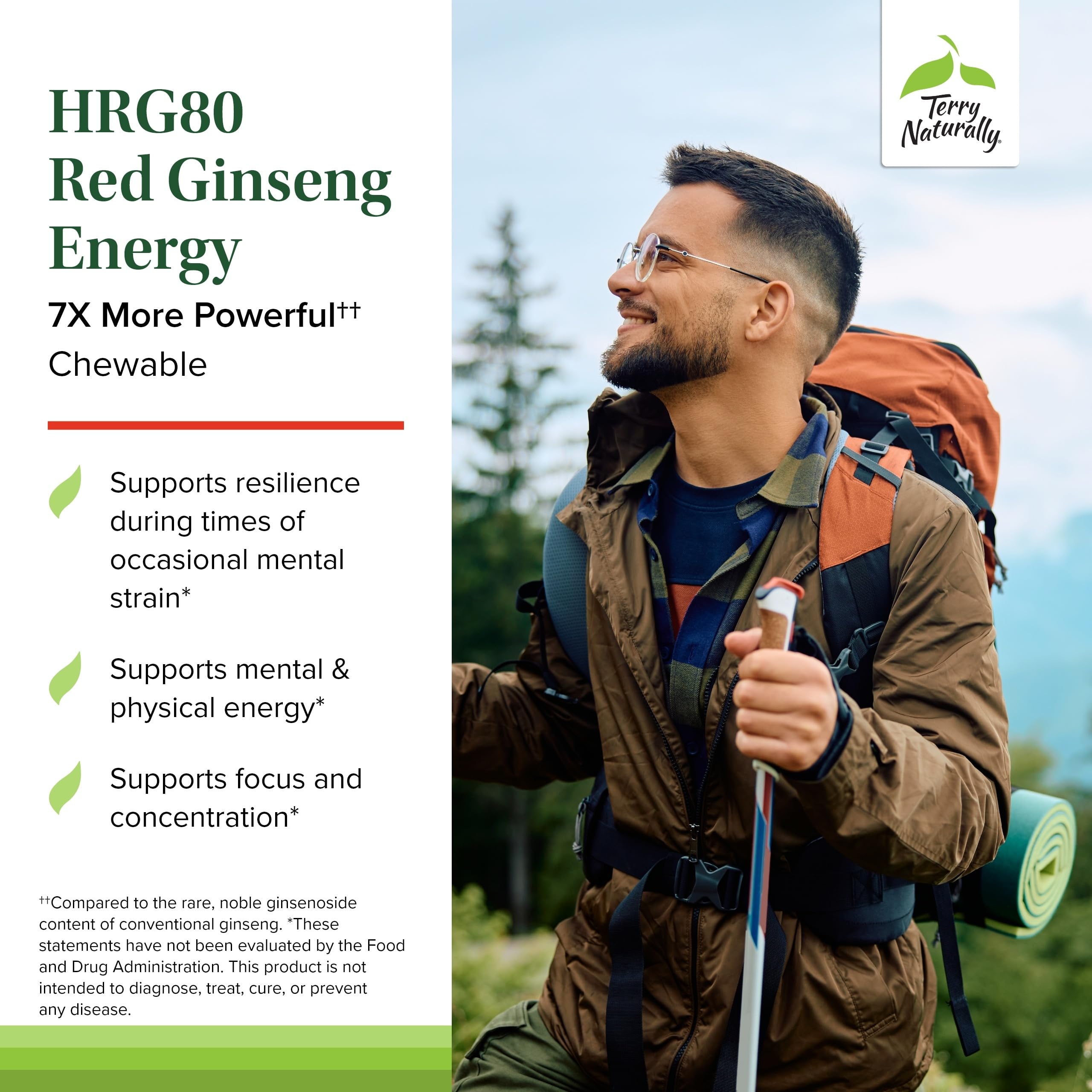 Terry Naturally HRG80 Red Ginseng Energy – Focus & Endurance | Vegan Tablets