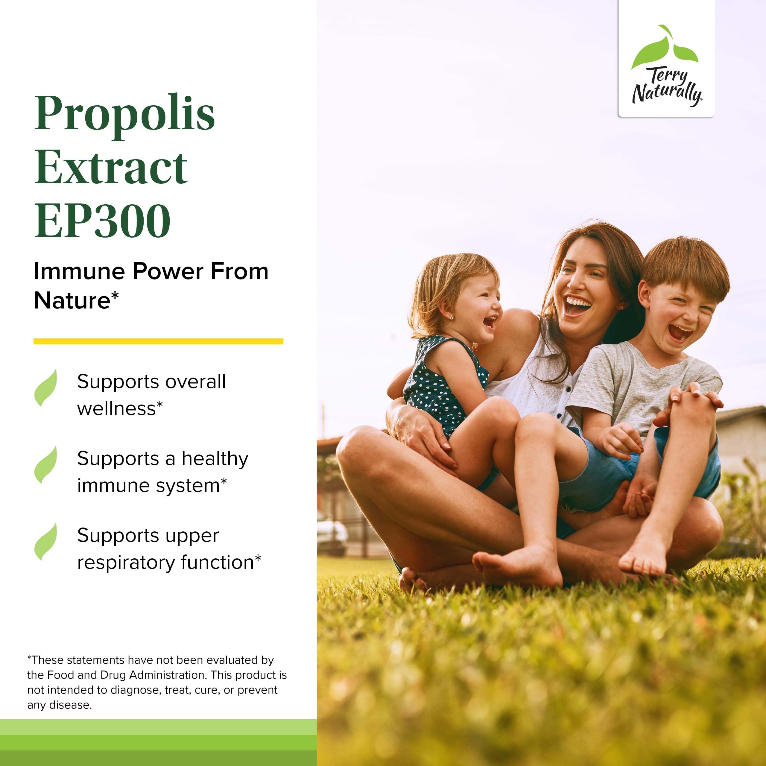 Terry Naturally Propolis Extract EP300 – Upper Respiratory & Immune Support | Non-GMO Propolis | 60 Chewable Tablets