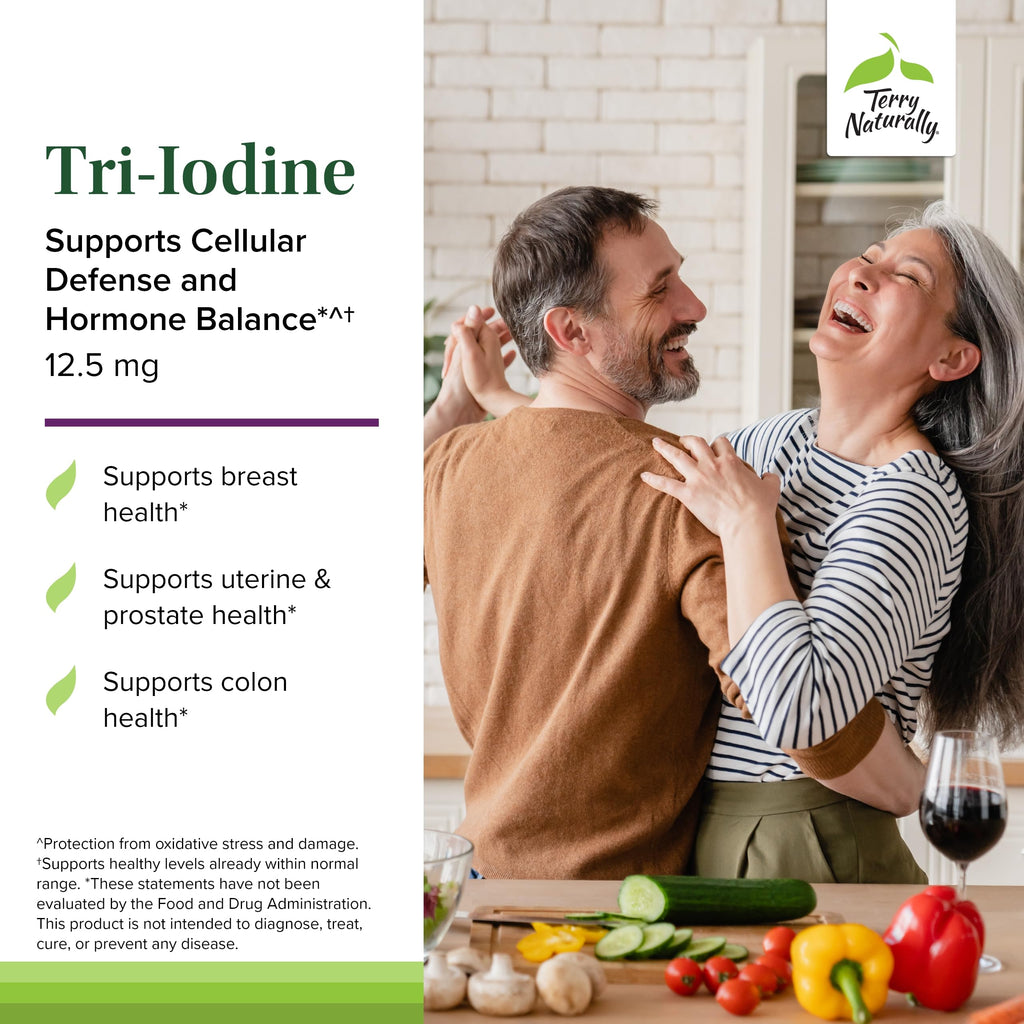 Terry Naturally Tri-Iodine: Thyroid Support with Potassium & Sodium Iodide (12.5mg) | 180 Capsules Pack of 2