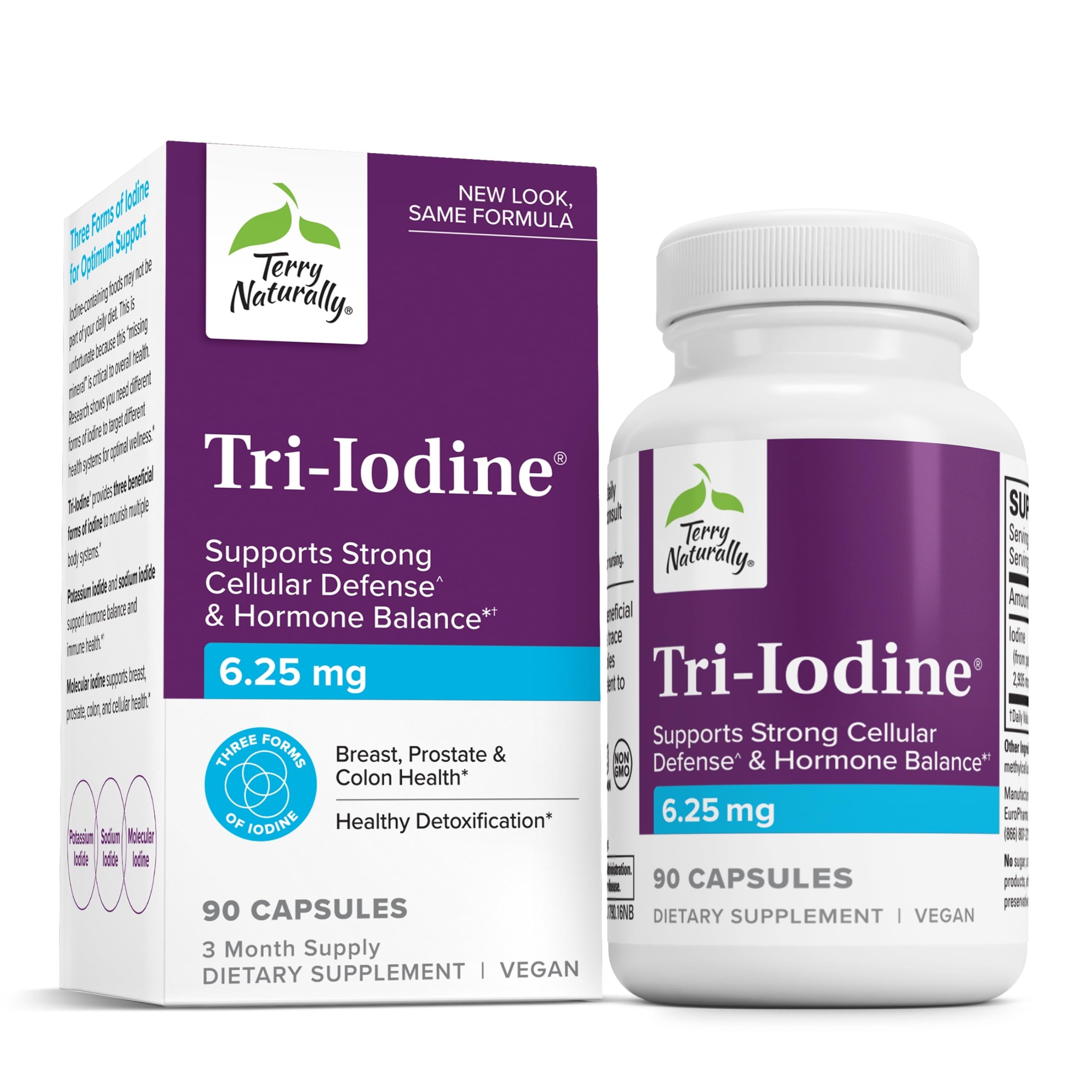 Terry Naturally Tri-Iodine – Supports Thyroid Health & Hormone Balance | 6.25 mg per Capsule, 90 Capsules
