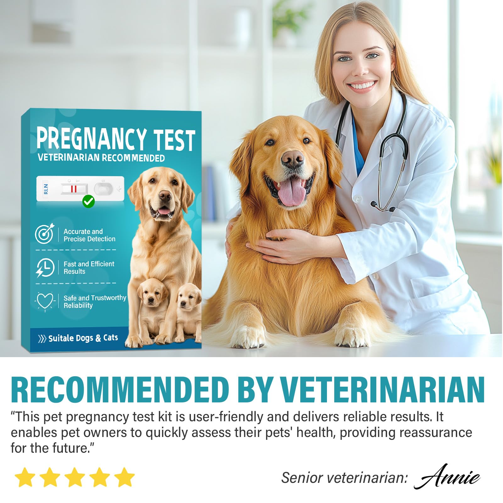 at-Home Dog Pregnancy Test Kit | 15-Minute Accurate Results | Easy Pregnancy Test Strips for Dogs & Cats | Safe Early Detection