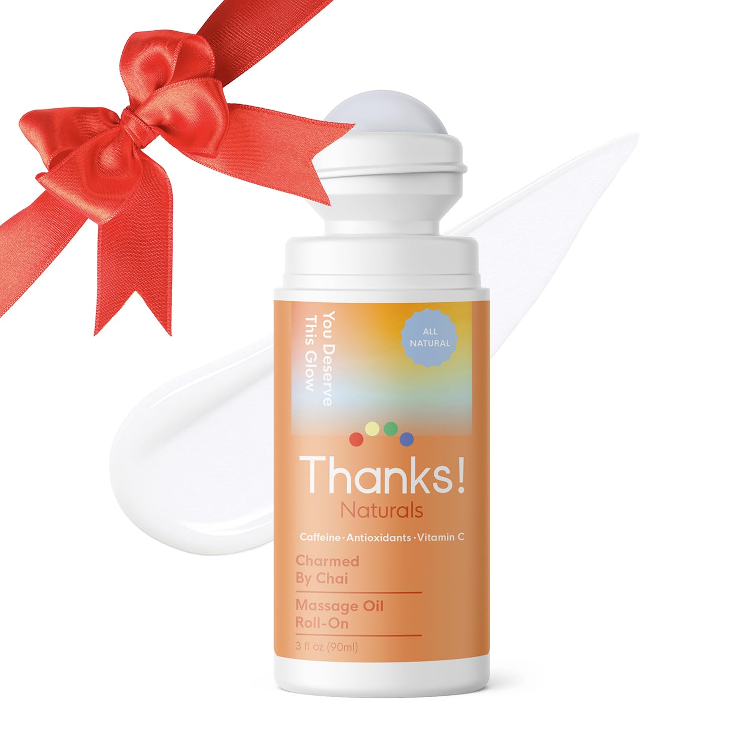 Thanks! Naturals Massage Oil Roll On – Charmed by Chai, Cold-Pressed, Vegan, 3 oz