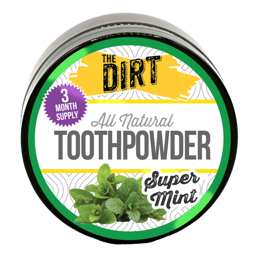 The Dirt Remineralizing Tooth Powder - Hydroxyapatite, Fluoride Free, Gluten Free, Organic Vegan (Super Mint, 25g)