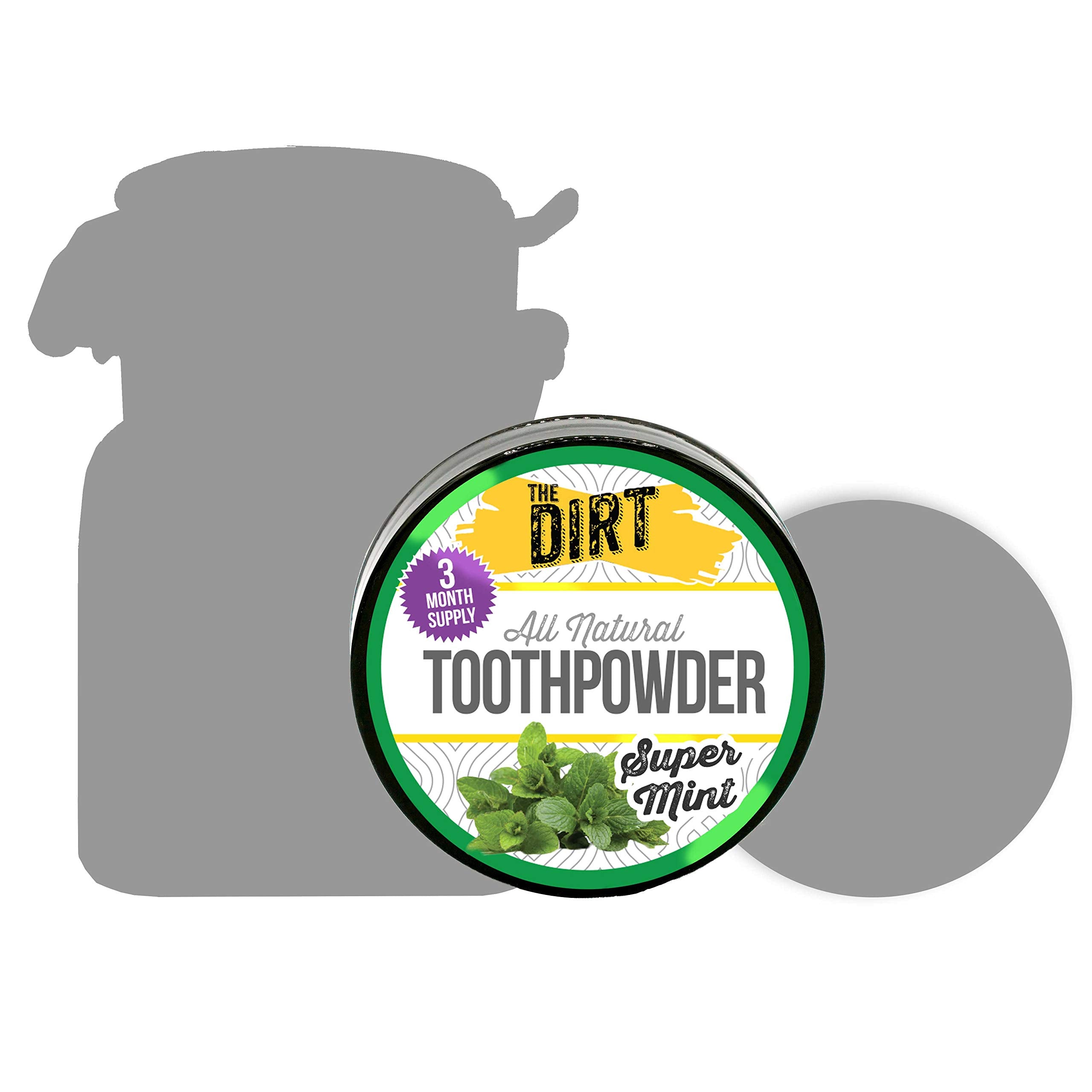 The Dirt Remineralizing Tooth Powder - Hydroxyapatite, Fluoride Free, Gluten Free, Organic Vegan (Super Mint, 25g)