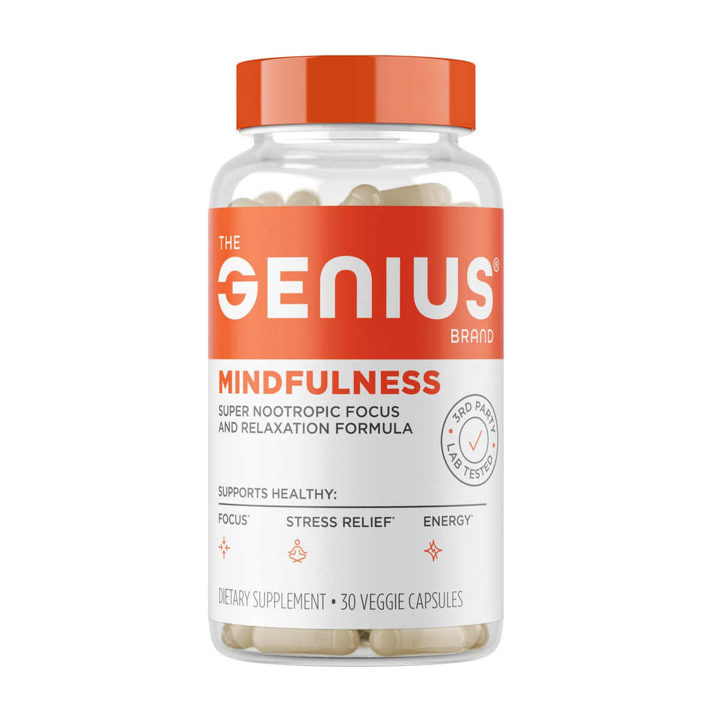 The Genius Brand Genius Mindfulness – Brain Health Supplement for Calm, Focus & Memory | 30 Veggie Pills