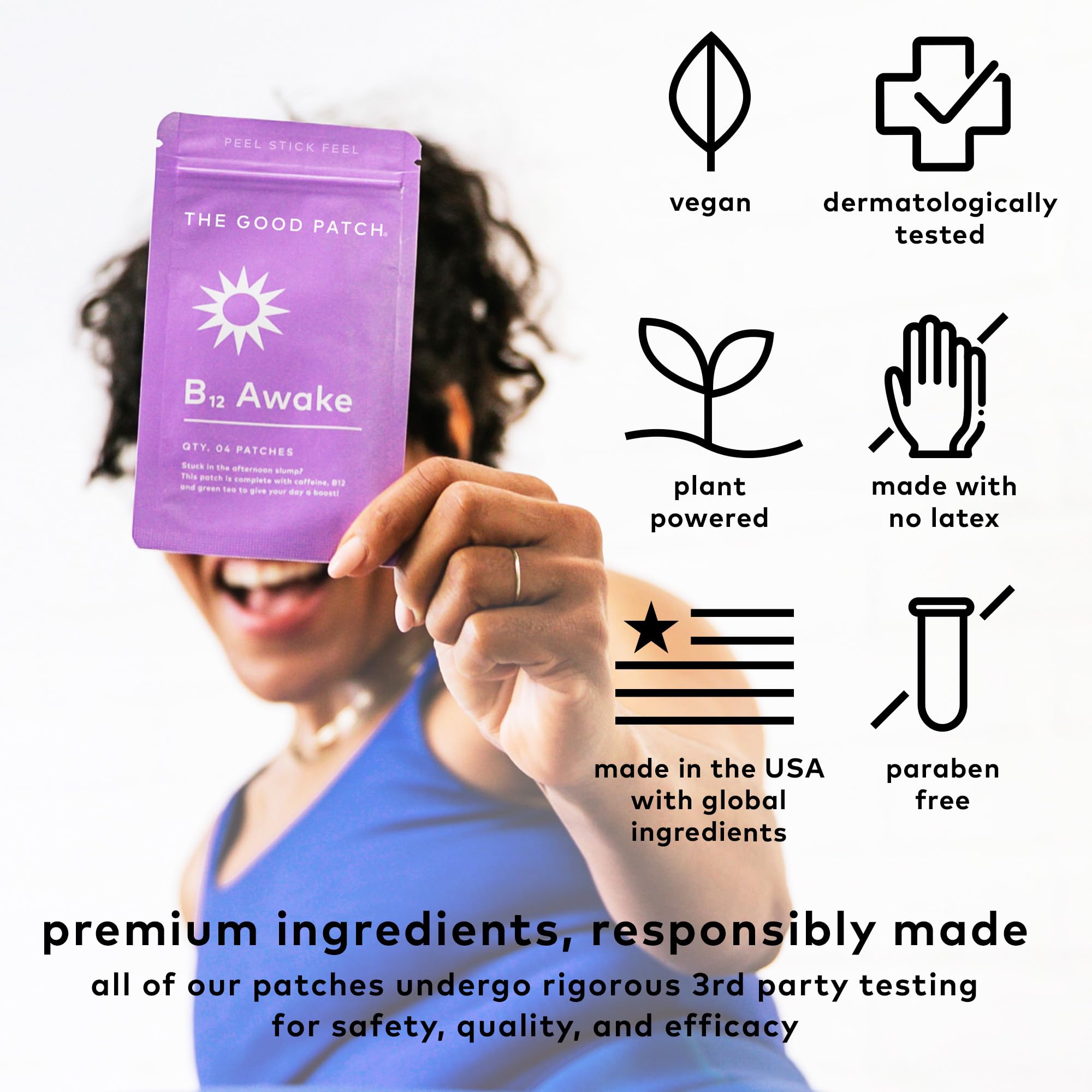 The Good Patch B12 Awake Patch – Caffeine, B12 & Green Tea Energy Patches (16 Pack)