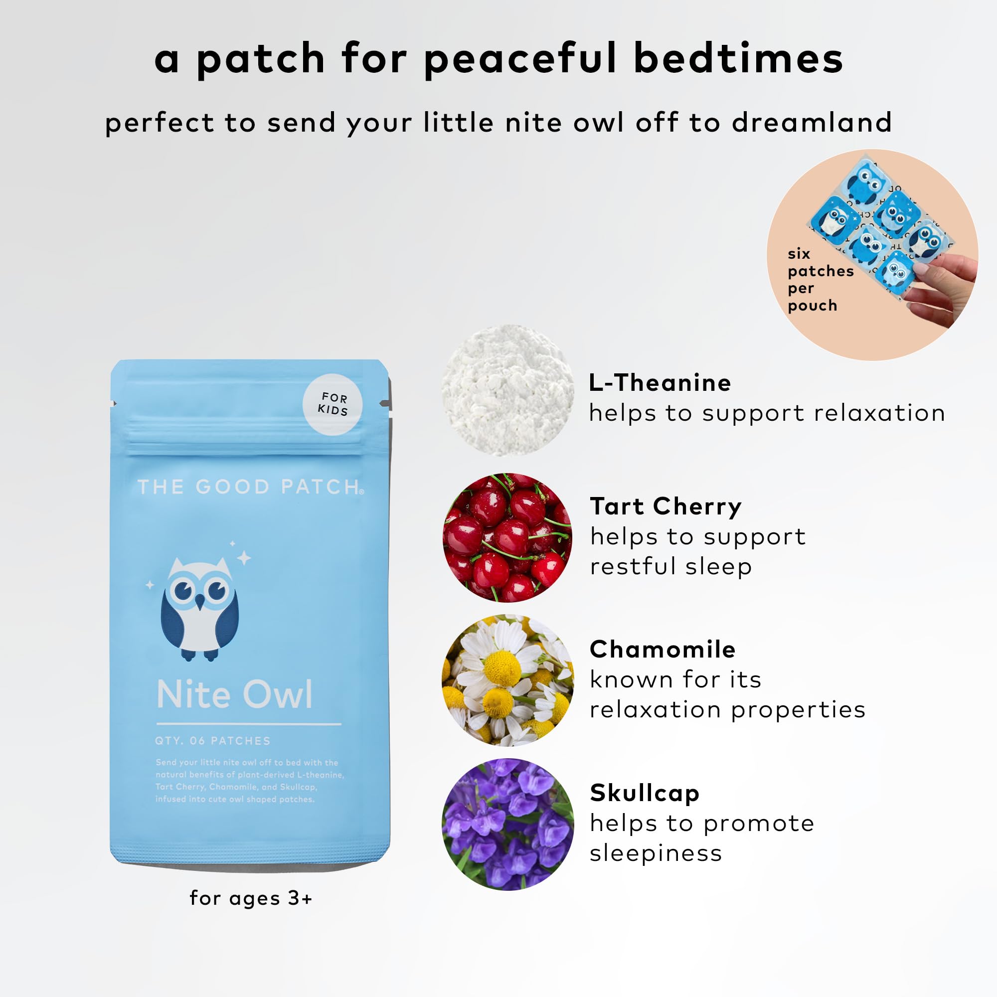 The Good Patch Nite Owl Patch – Natural Sleep Support for Kids (36 Patches)