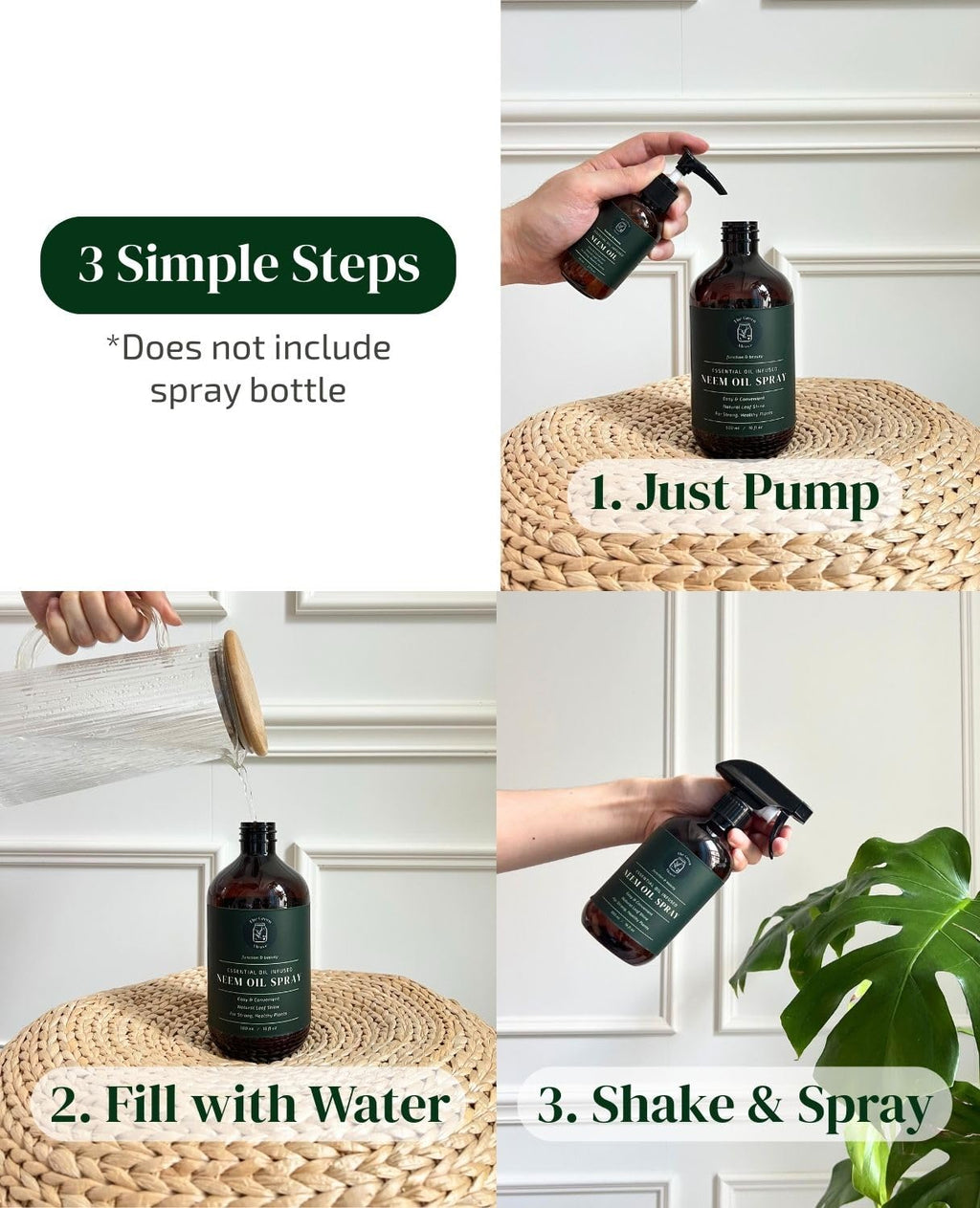 Neem Oil for Plants Refill – 30 Spray Bottles (480 fl oz) with Lavender, Peppermint & Rosemary | The Green Alcove