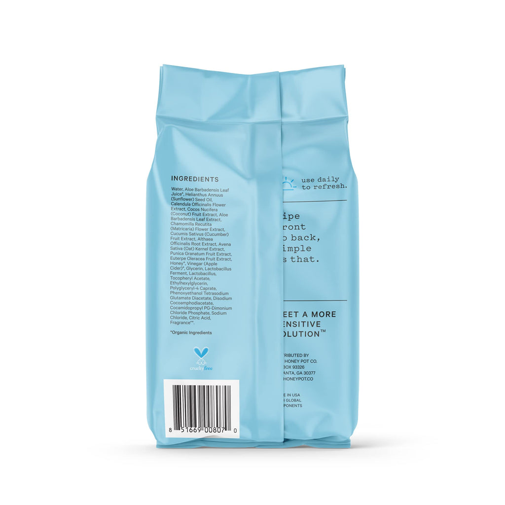 The Honey Pot Company Sensitive Feminine Wipes – Daily pH Balancing, Fragrance-Free & Sulfate-Free, 30 ct